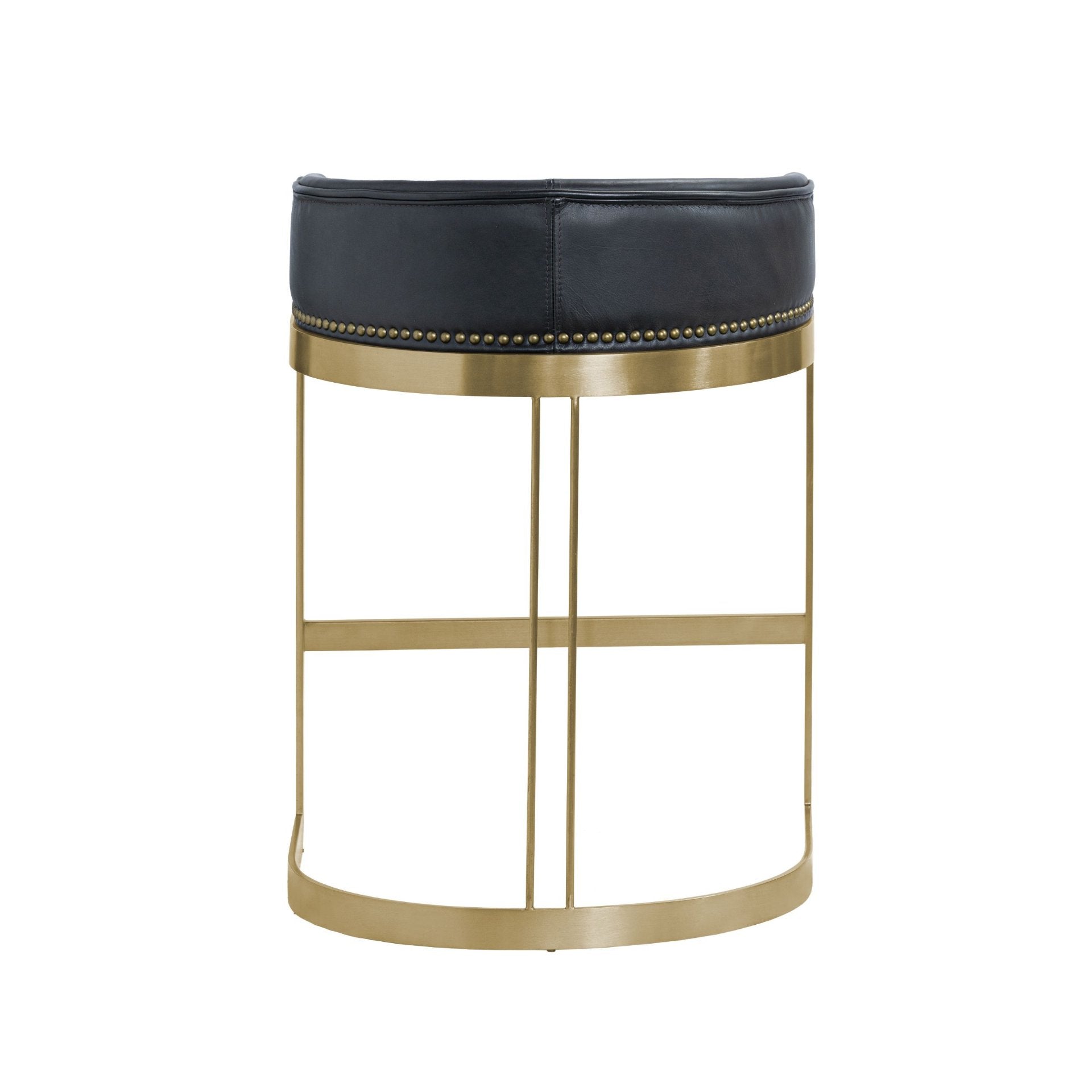 Hollyfield II Leather Seat Gold Metal Base Counter Stool