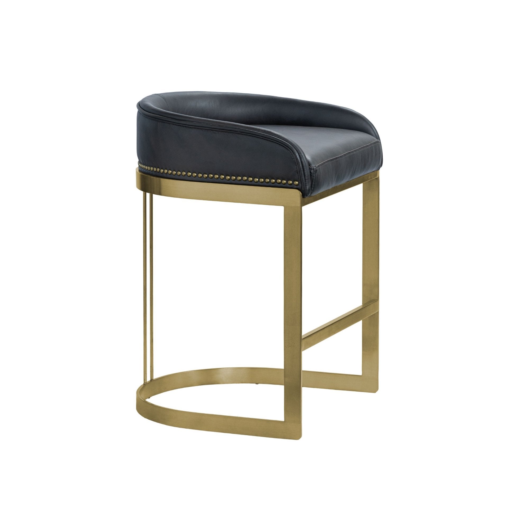 Hollyfield II Leather Seat Gold Metal Base Counter Stool