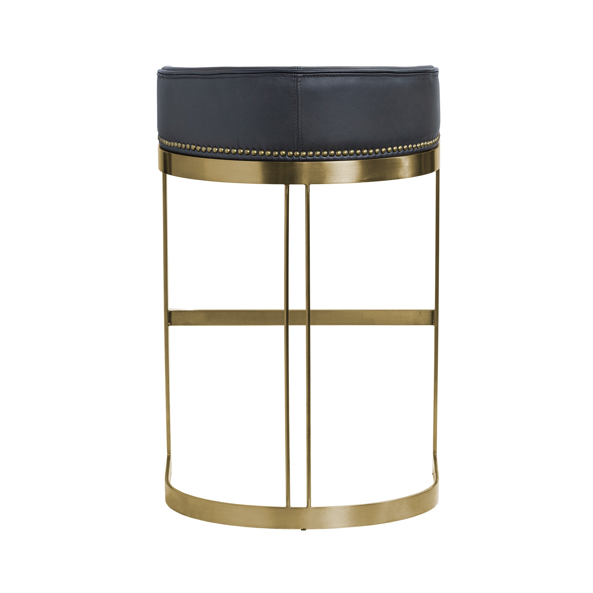 Hollyfield II Leather Seat Gold Metal Base Bar Stool