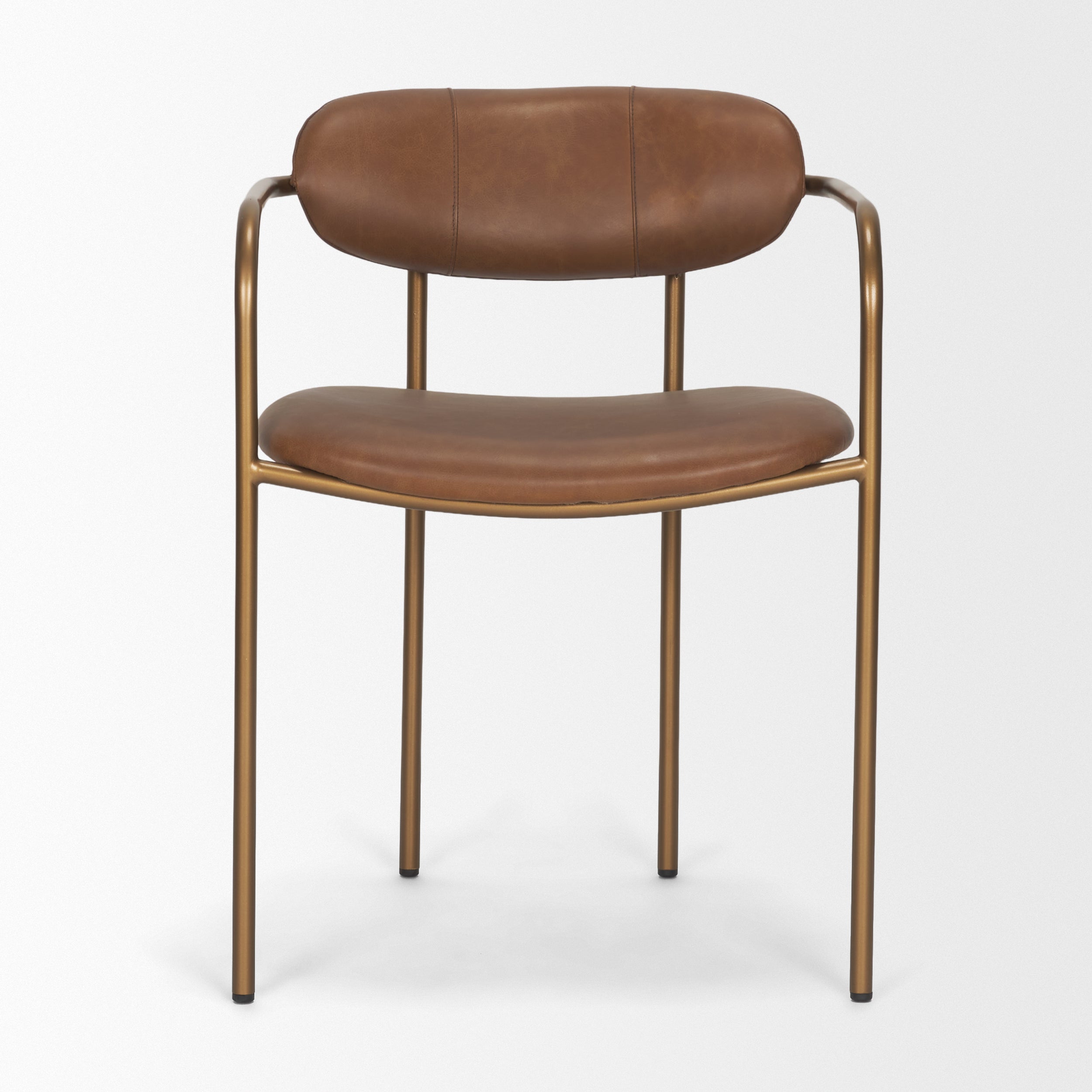 Parker Leather Seat Gold Metal Frame Dining Chair