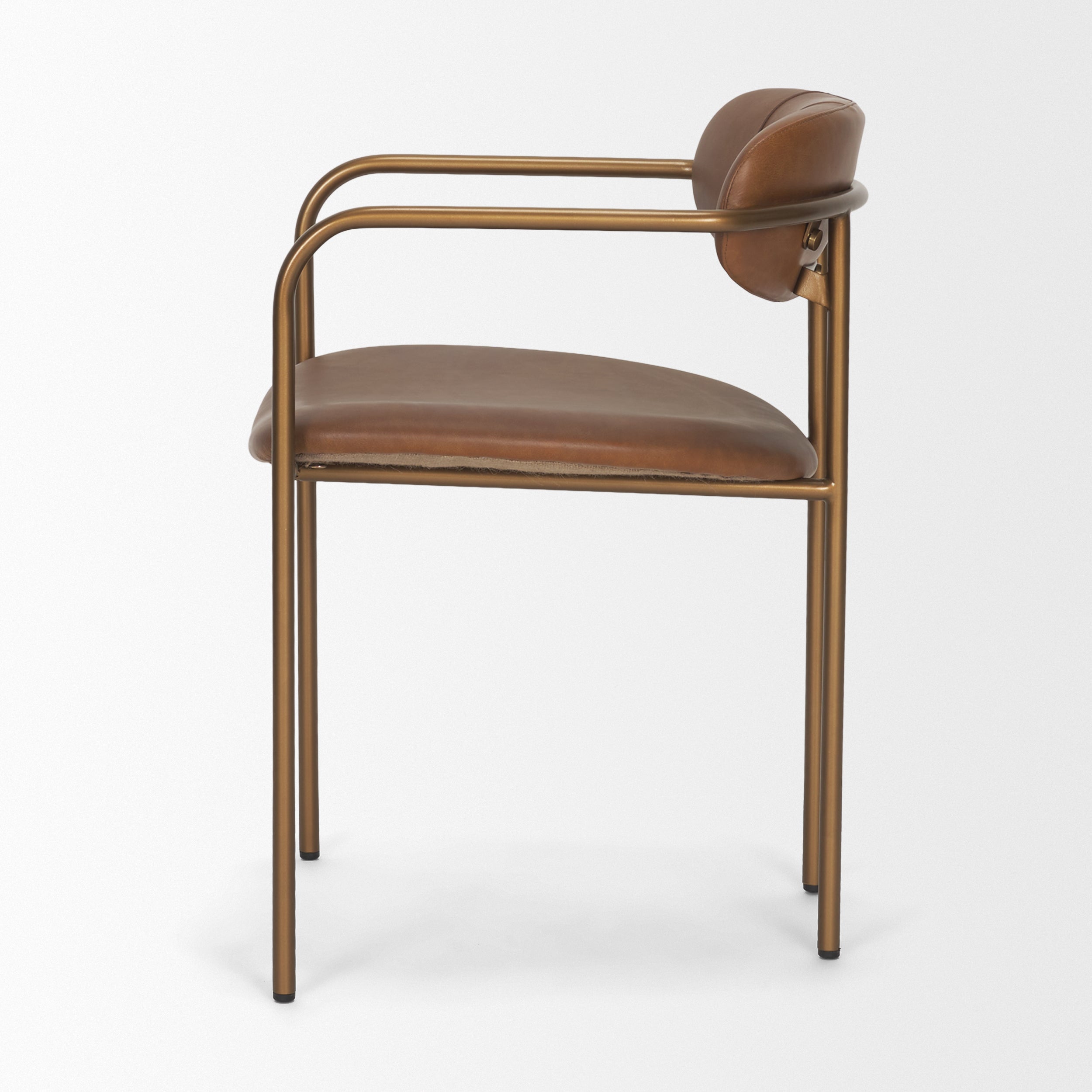 Parker Leather Seat Gold Metal Frame Dining Chair