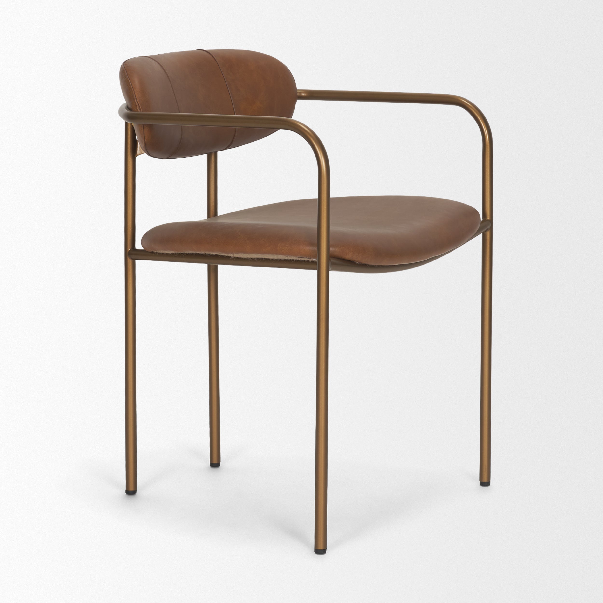 Parker Leather Seat Gold Metal Frame Dining Chair