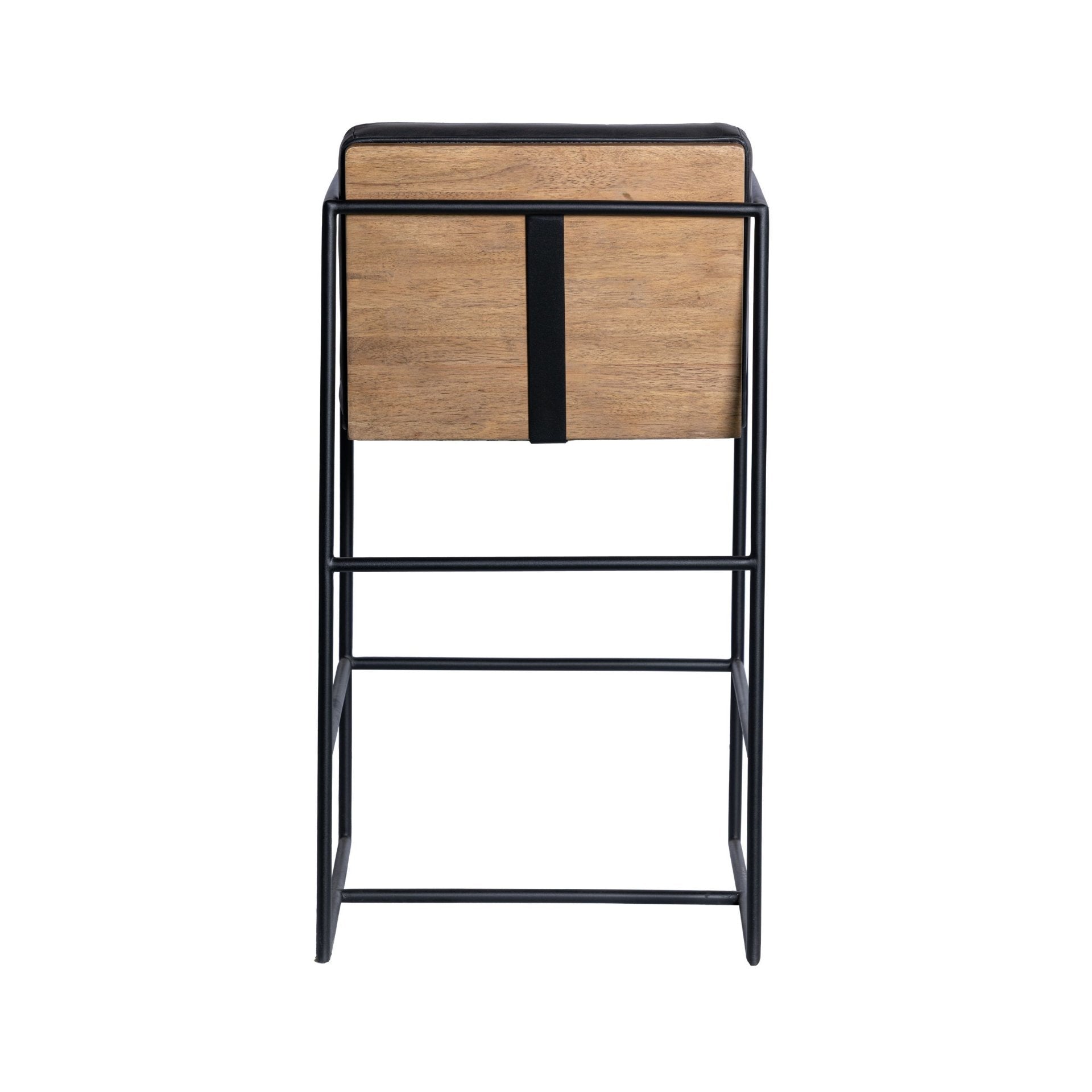 Stamford 36"H Leather Seat with Wood Back Metal Counter Stool