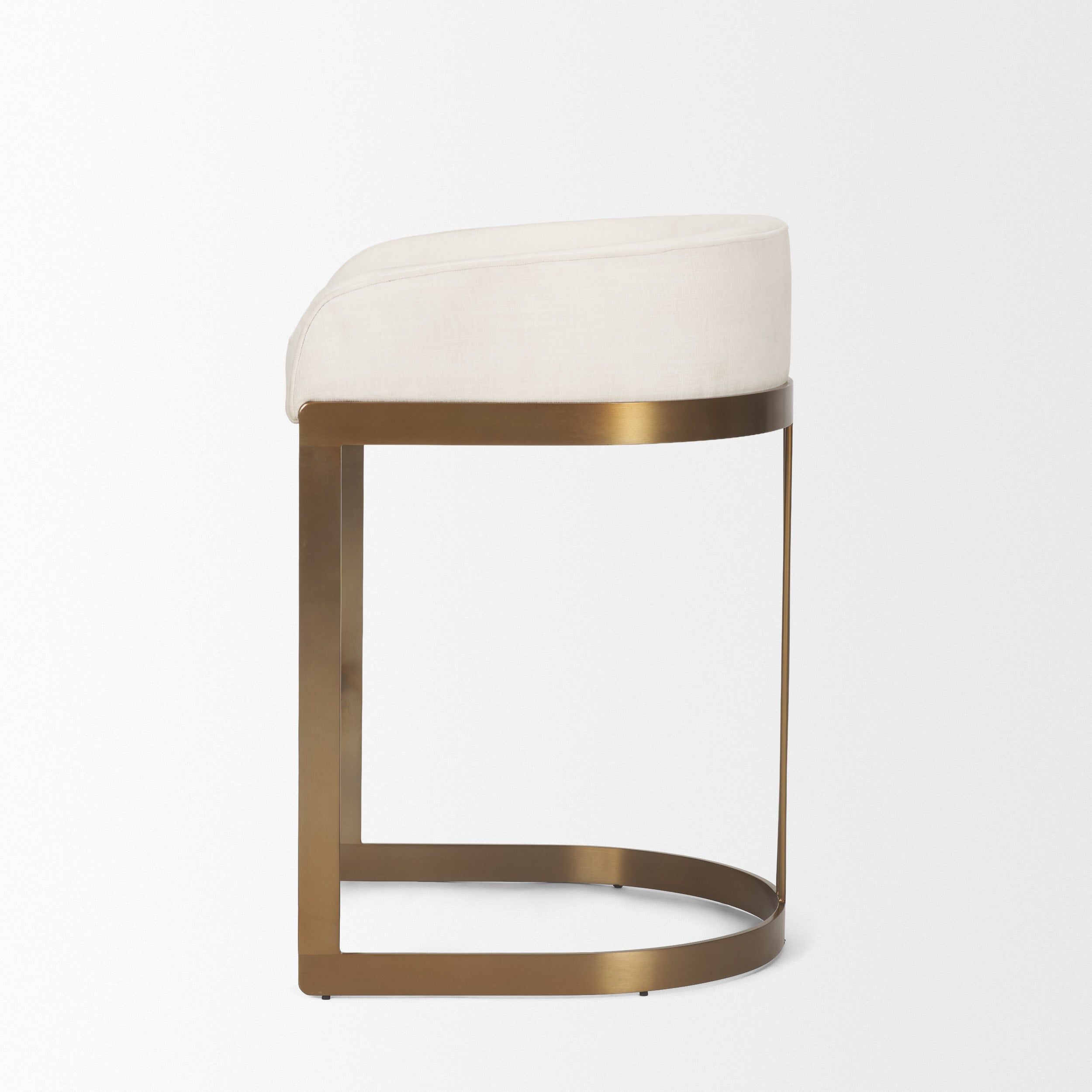Hollyfield II Cream Fabric Seat with Gold Metal Base Counter Stool