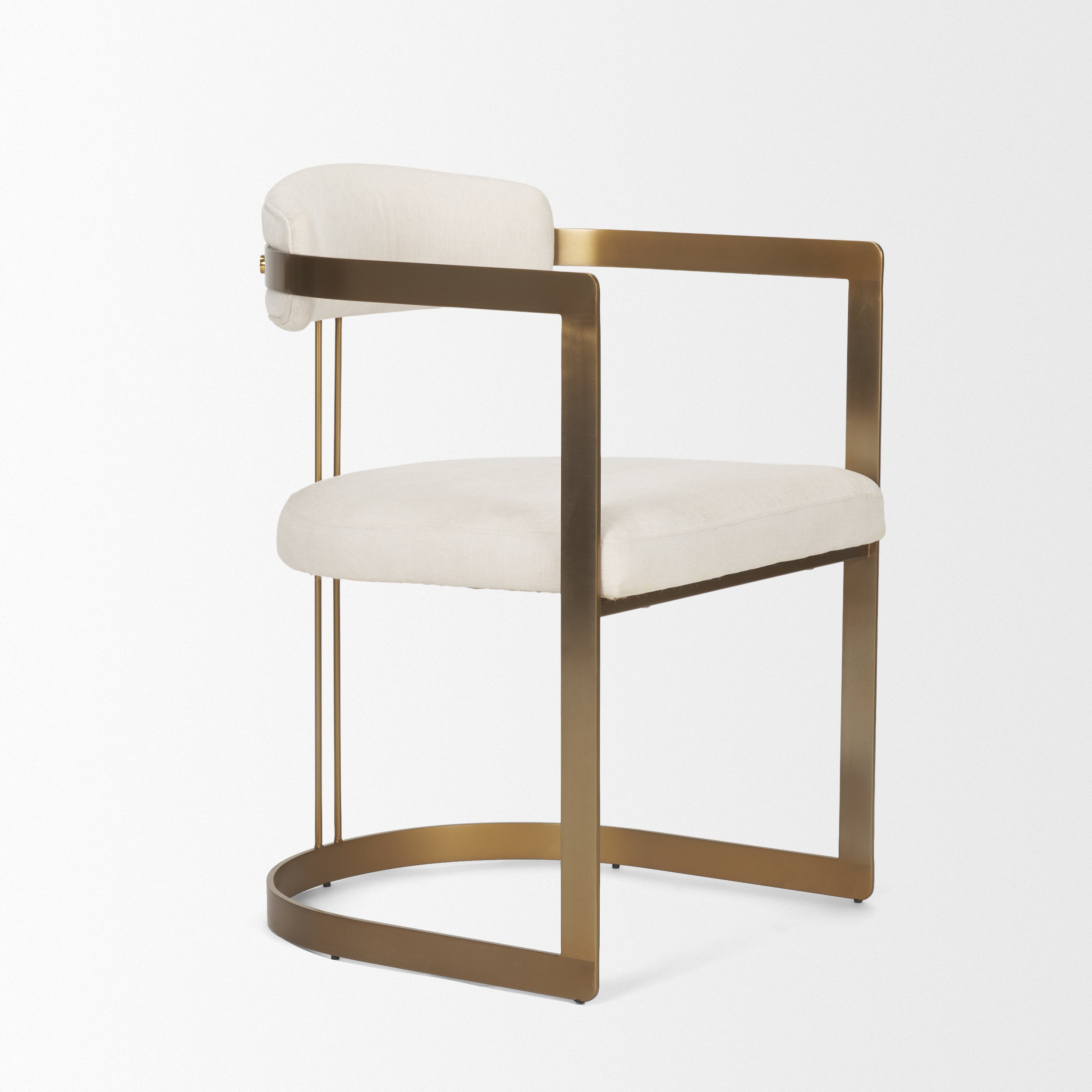 Hollyfield II Cream Fabric Seat with Gold Iron Frame Dining Chair
