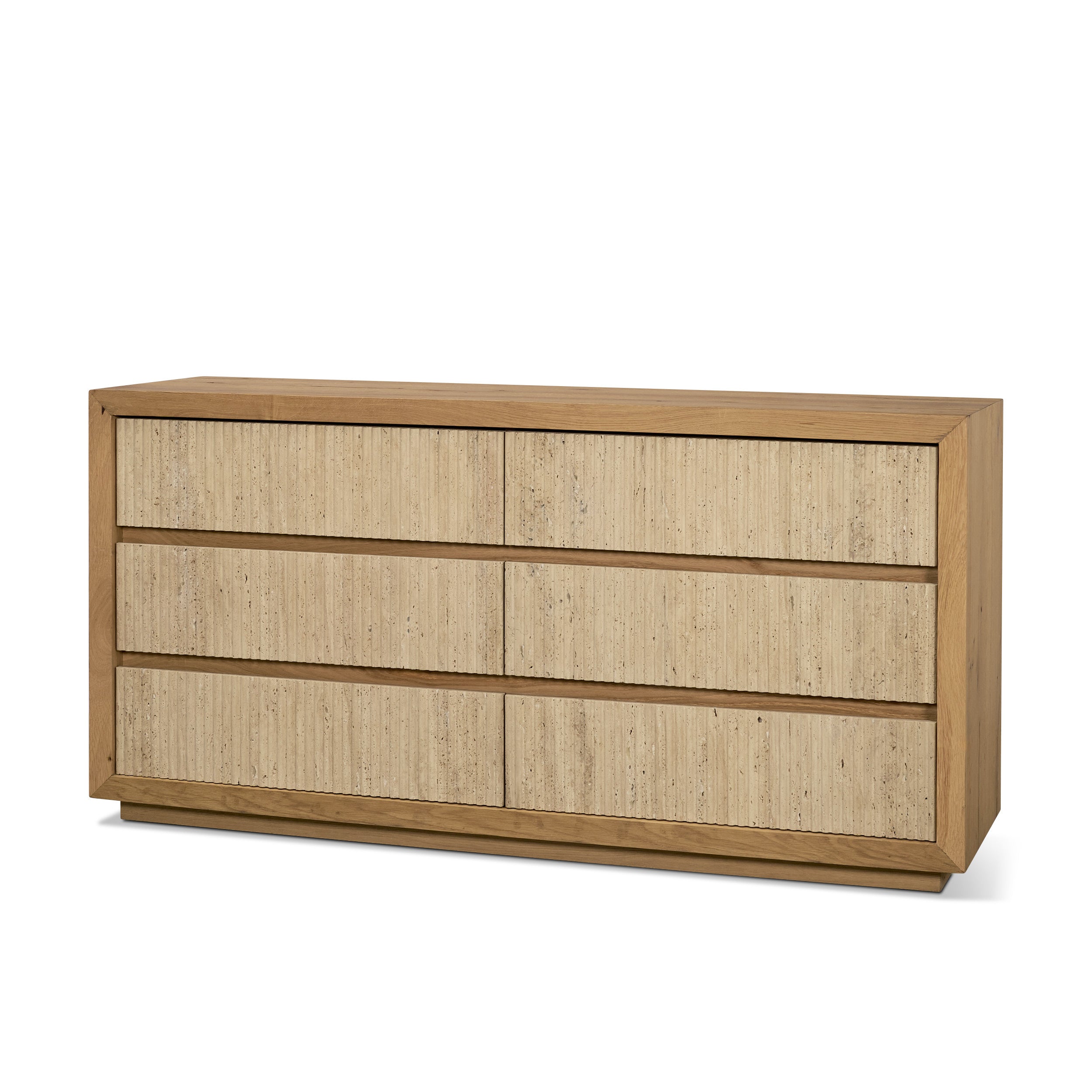 Travona Oak Wood with Travertine 6 Drawer Dresser