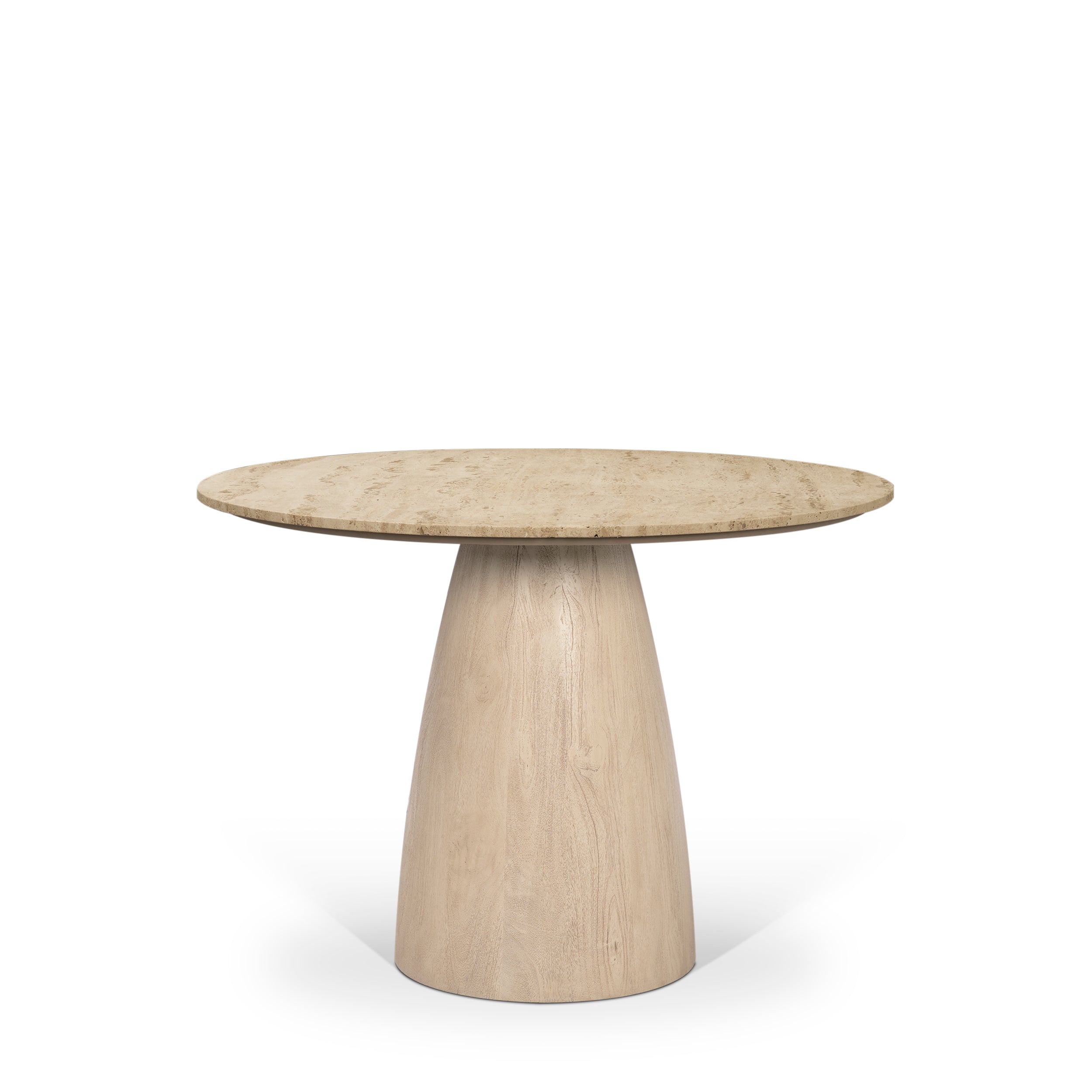 Allyson 42" Light Wood Base with Travertine Top Dining Table