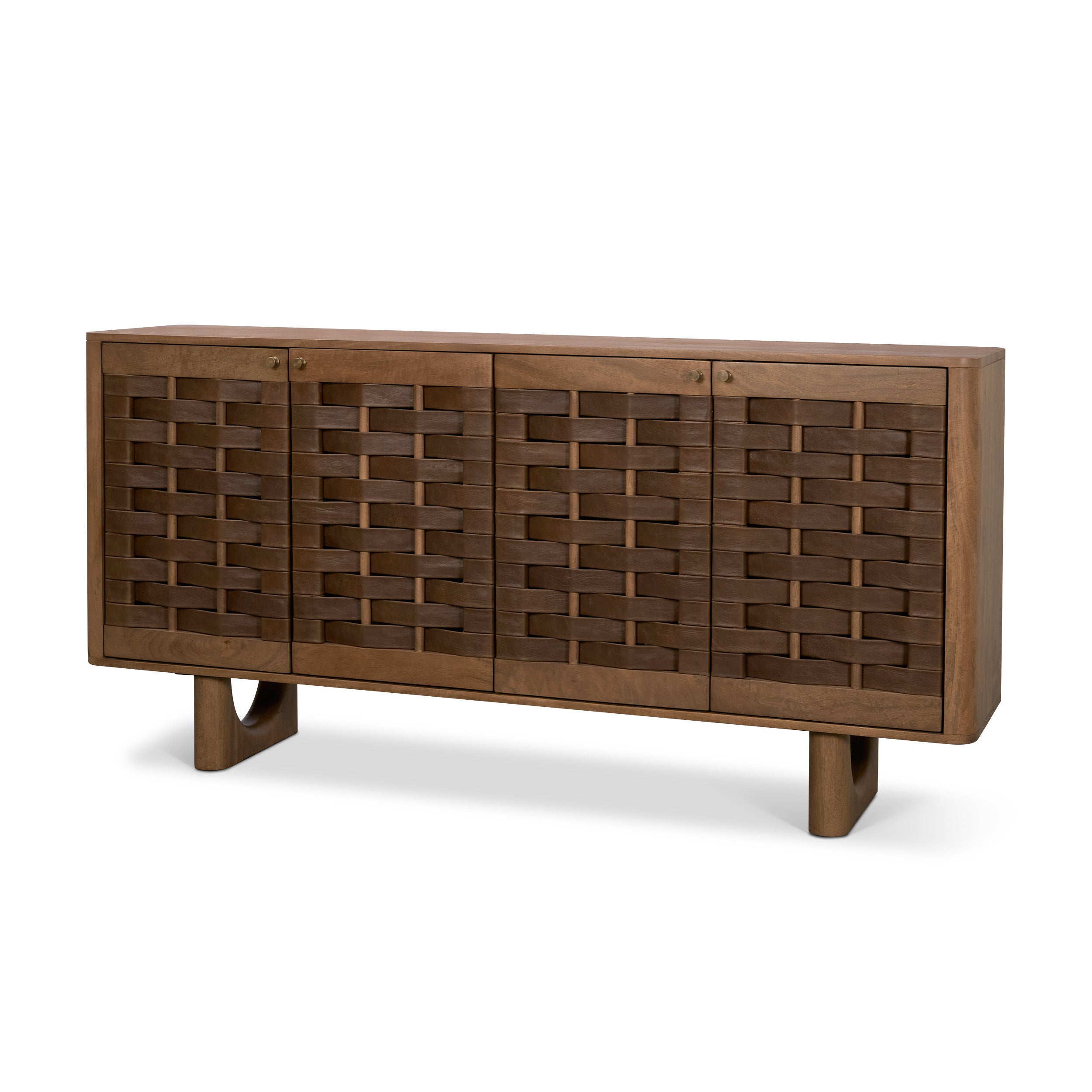 Wexlan Solid Wood with Leather Weave 4 Door Closed Sideboard