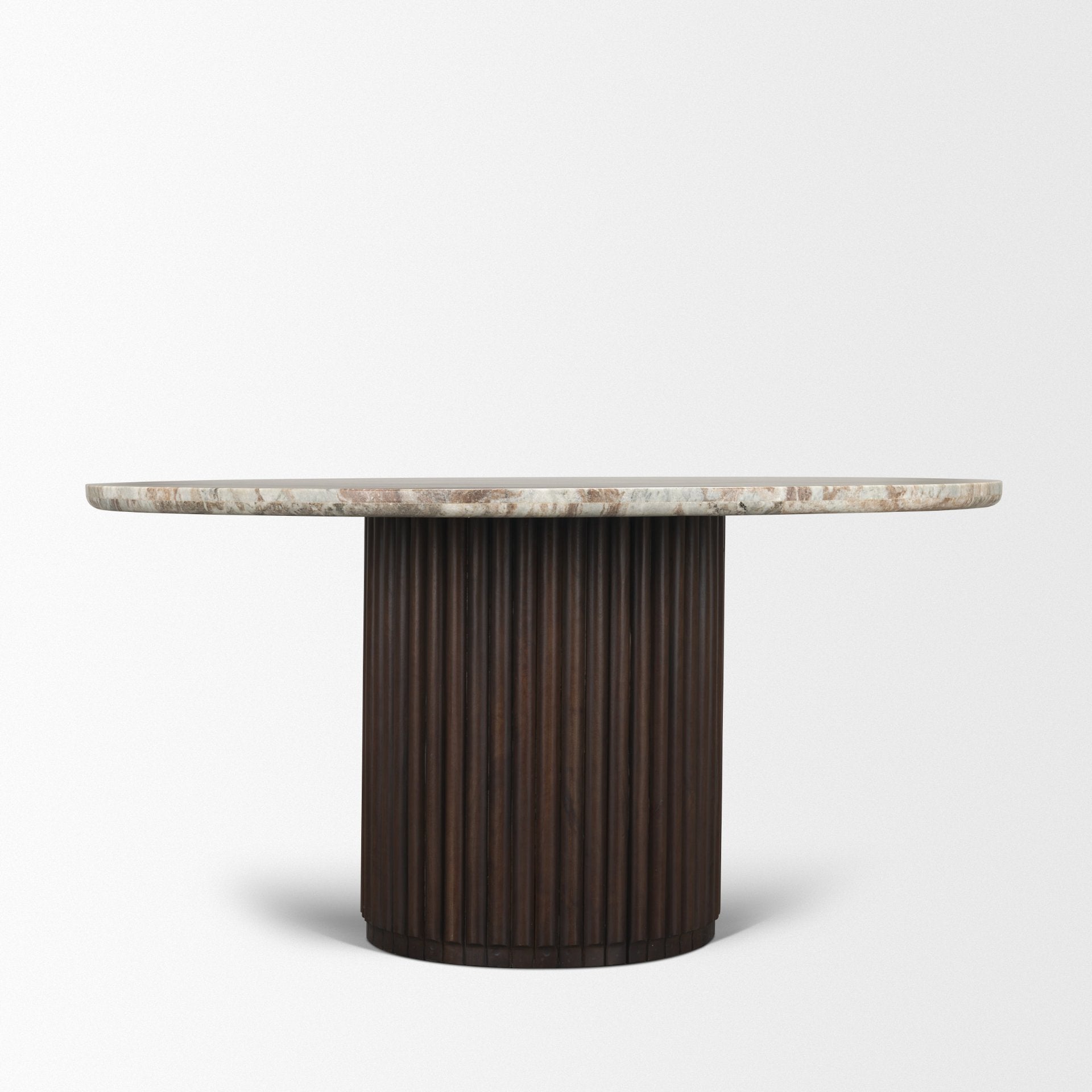 Marbrello 60" Fluted Wood Round Dining Table