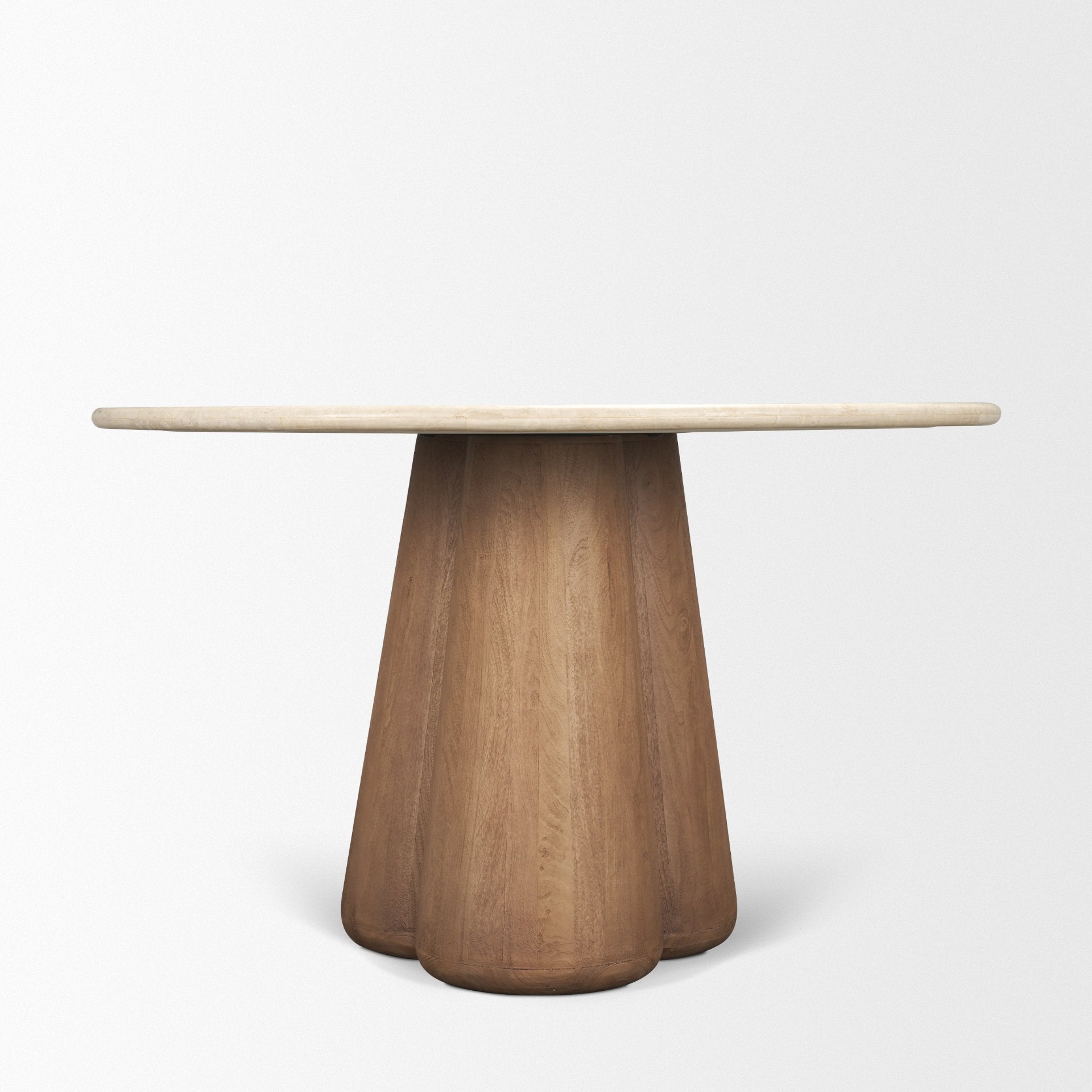 Marilyn 48" Botticino Marble with Light Brown Wood Base Dining Table