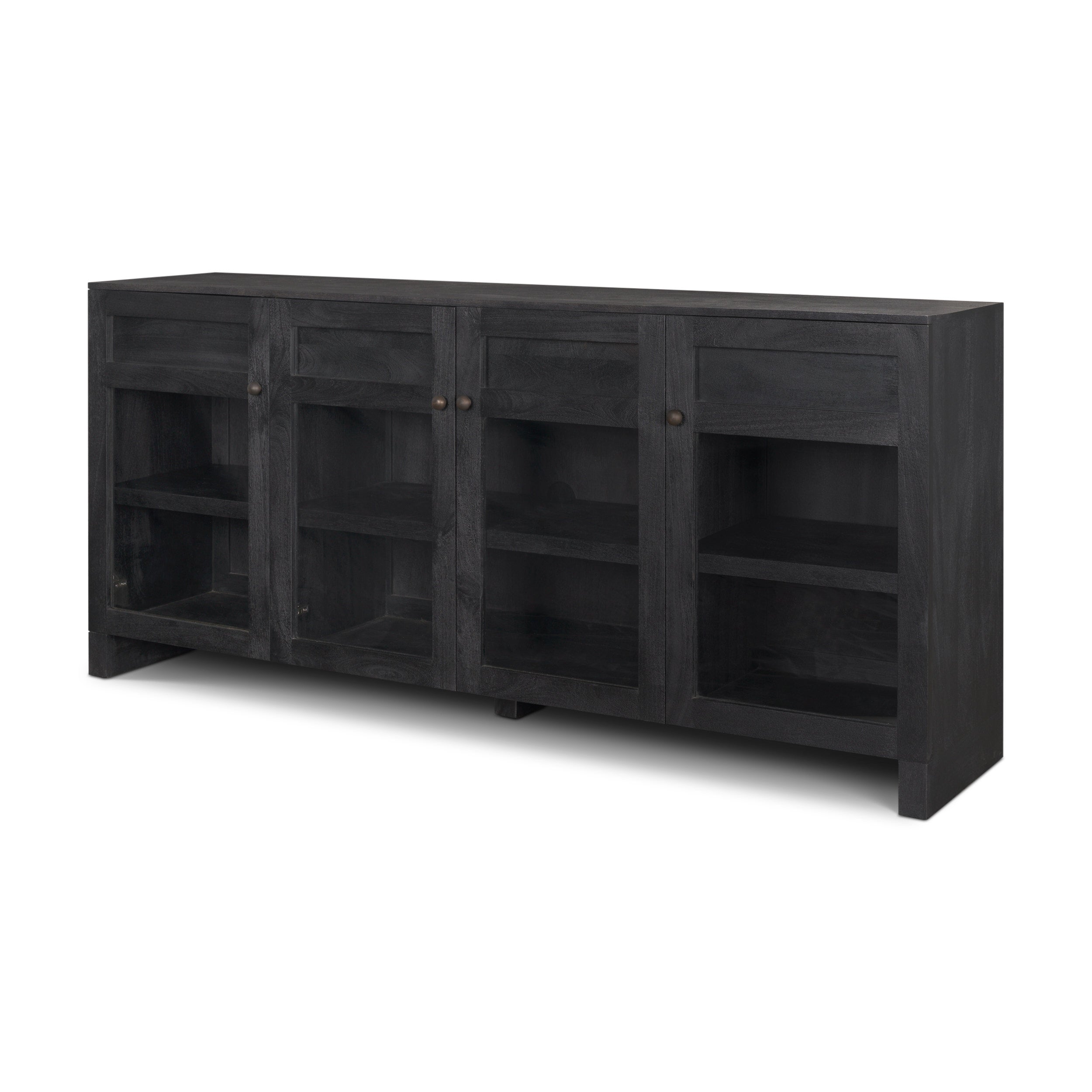 Suri Wood with Glass 4-Door Closed Sideboard