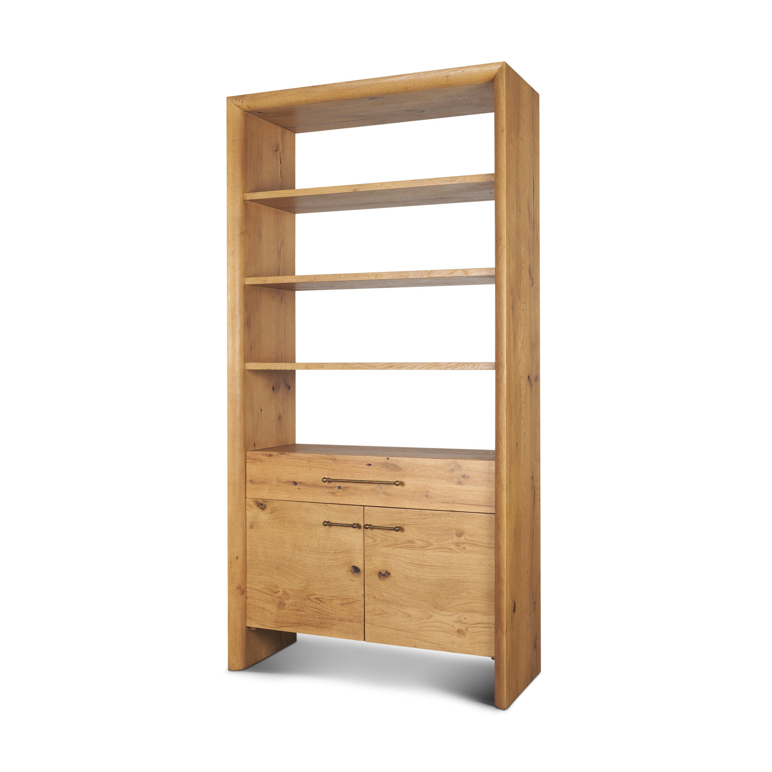 Belford 2-Door Open Oak Wood Shelving Unit