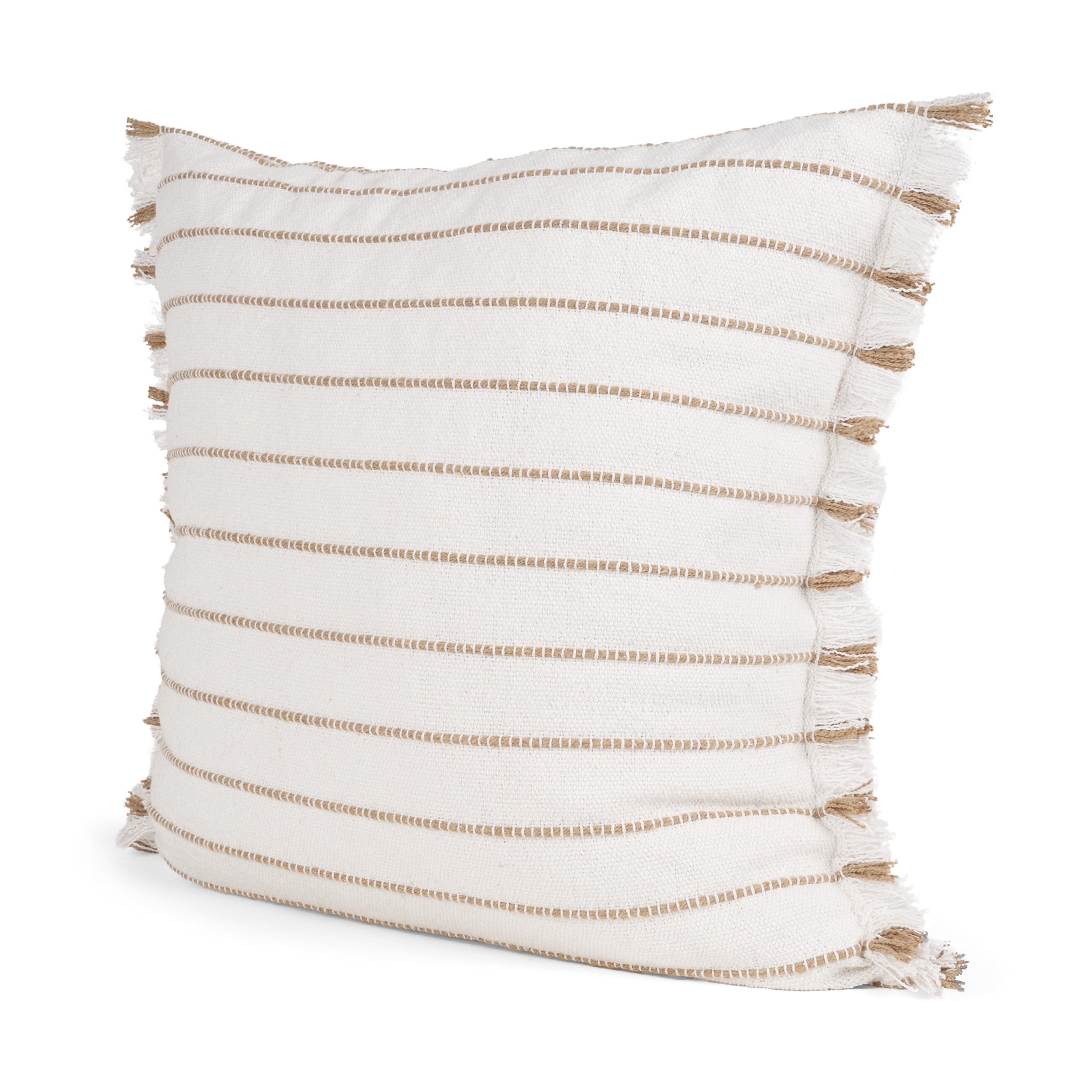 Willow Cream with Camel Stripes Decorative Pillow Cover