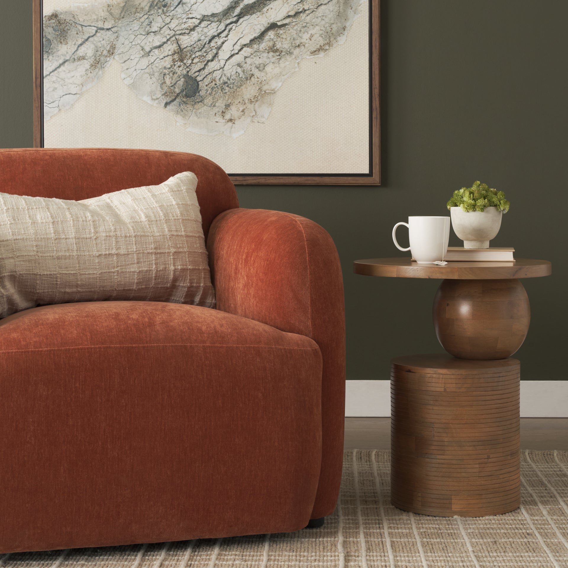 Stack Light Brown Wood Geometric Accent Table