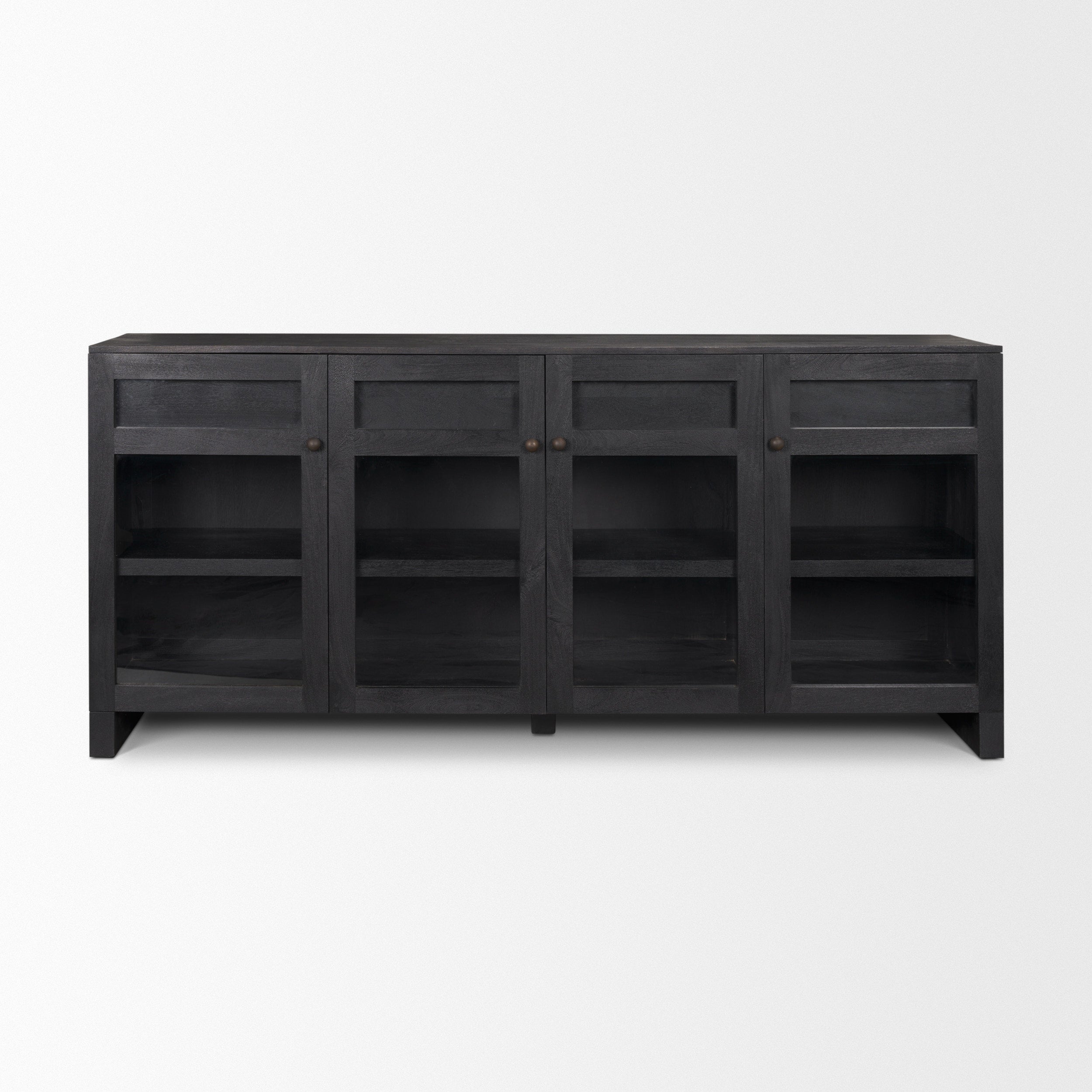 Suri Wood with Glass 4-Door Closed Sideboard