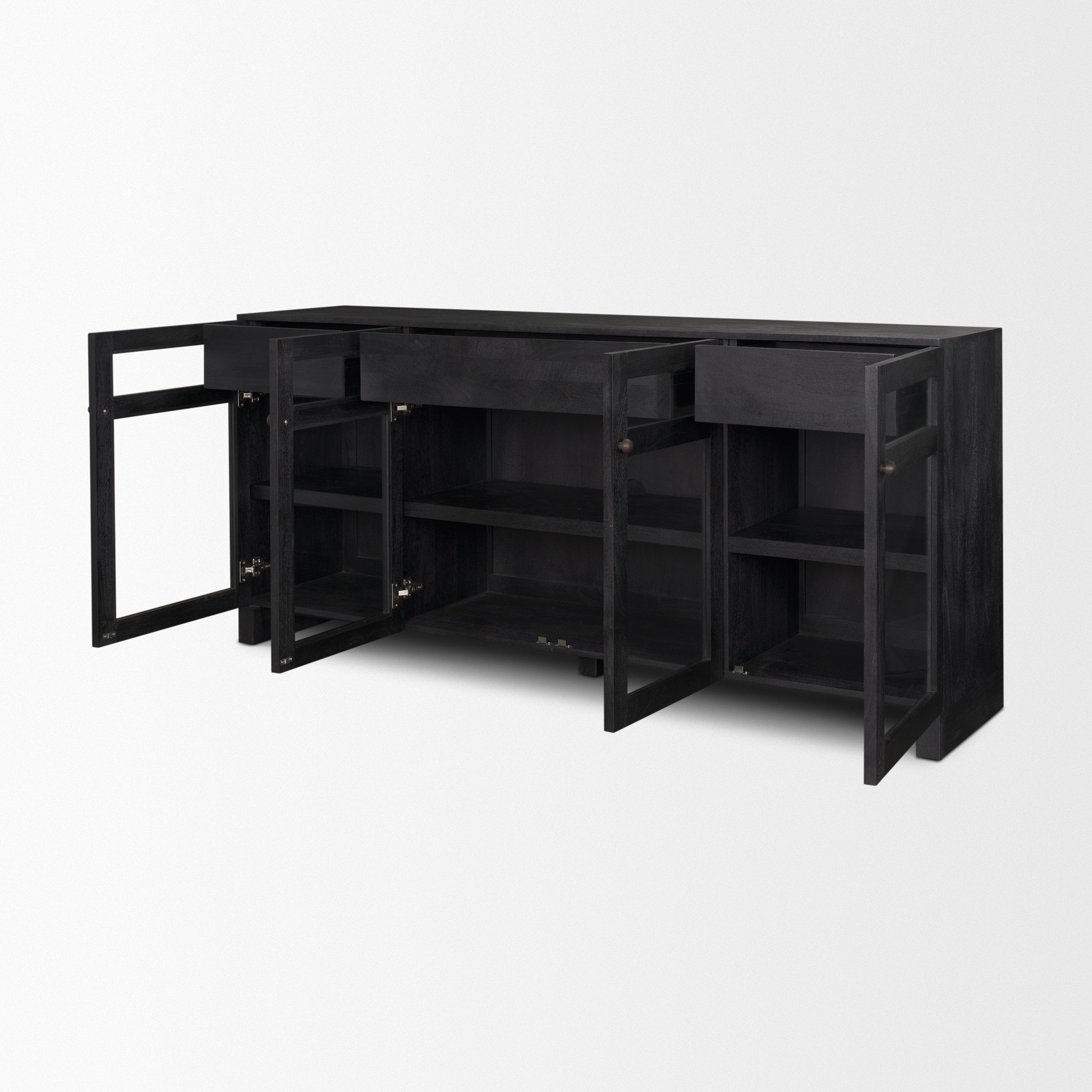 Suri Wood with Glass 4-Door Closed Sideboard