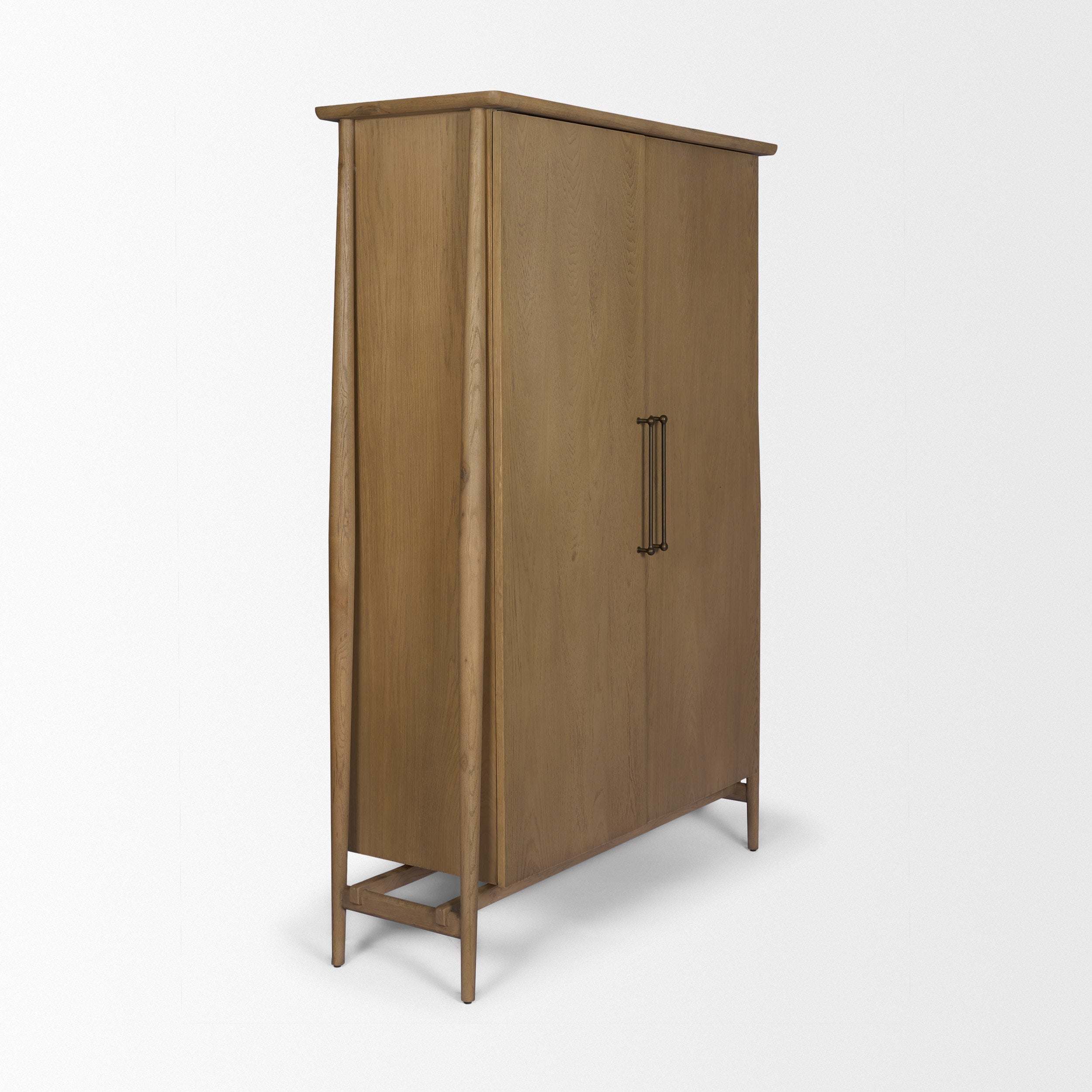 Hollis Gray-Brown Wood Curio Cabinet