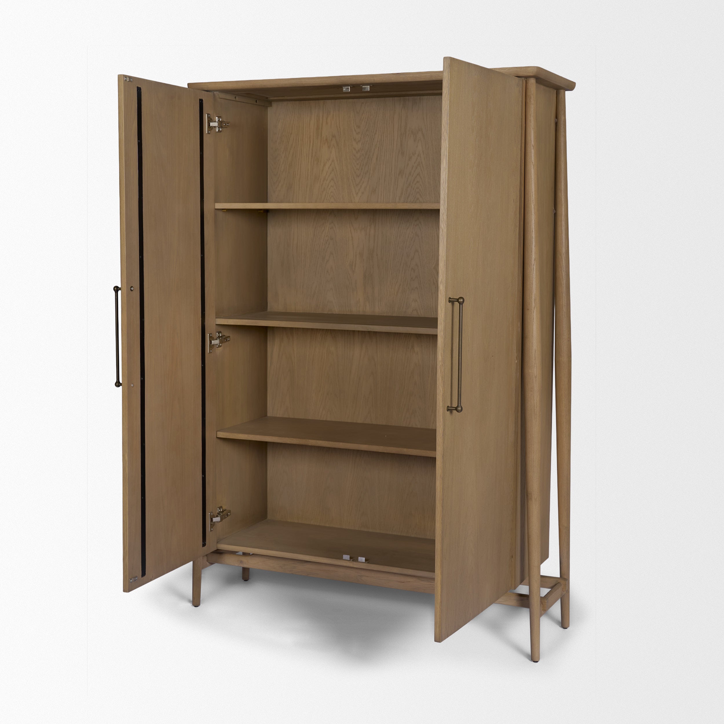 Hollis Gray-Brown Wood Curio Cabinet