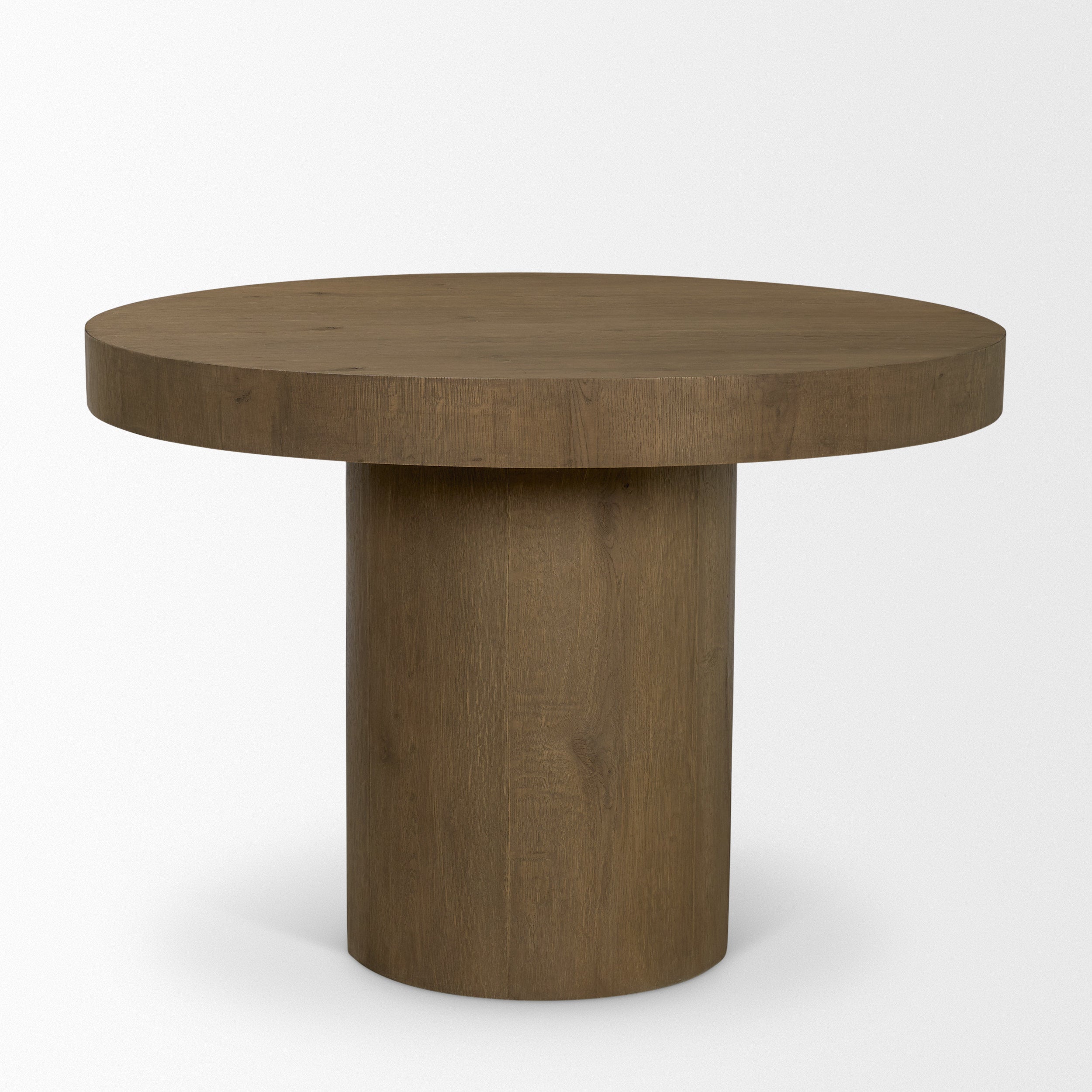 Lyonne 42" Round Medium Brown Oak Wood Pedestal Dining Table