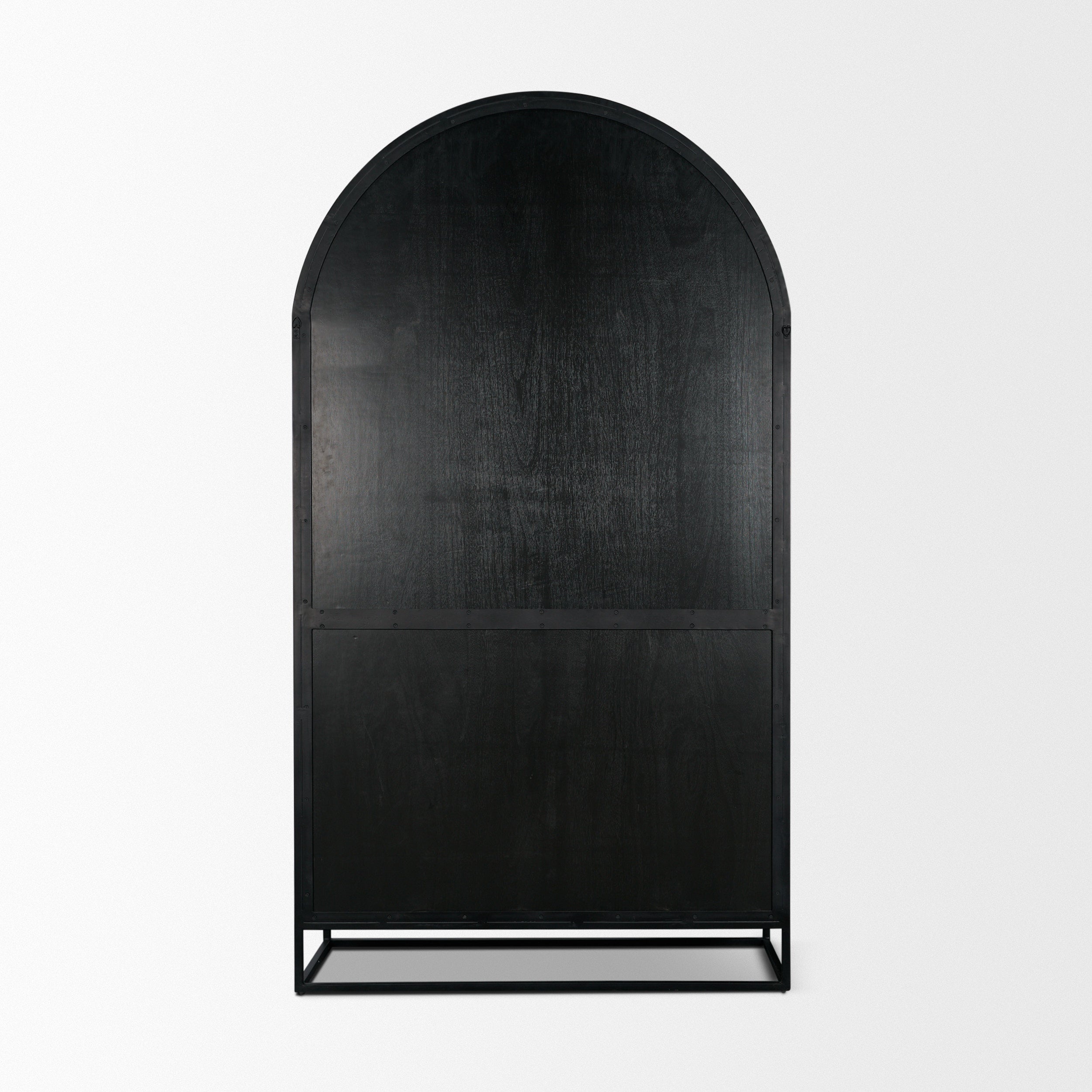 Sloan Light Brown with Black Metal Frame Arched Cabinet