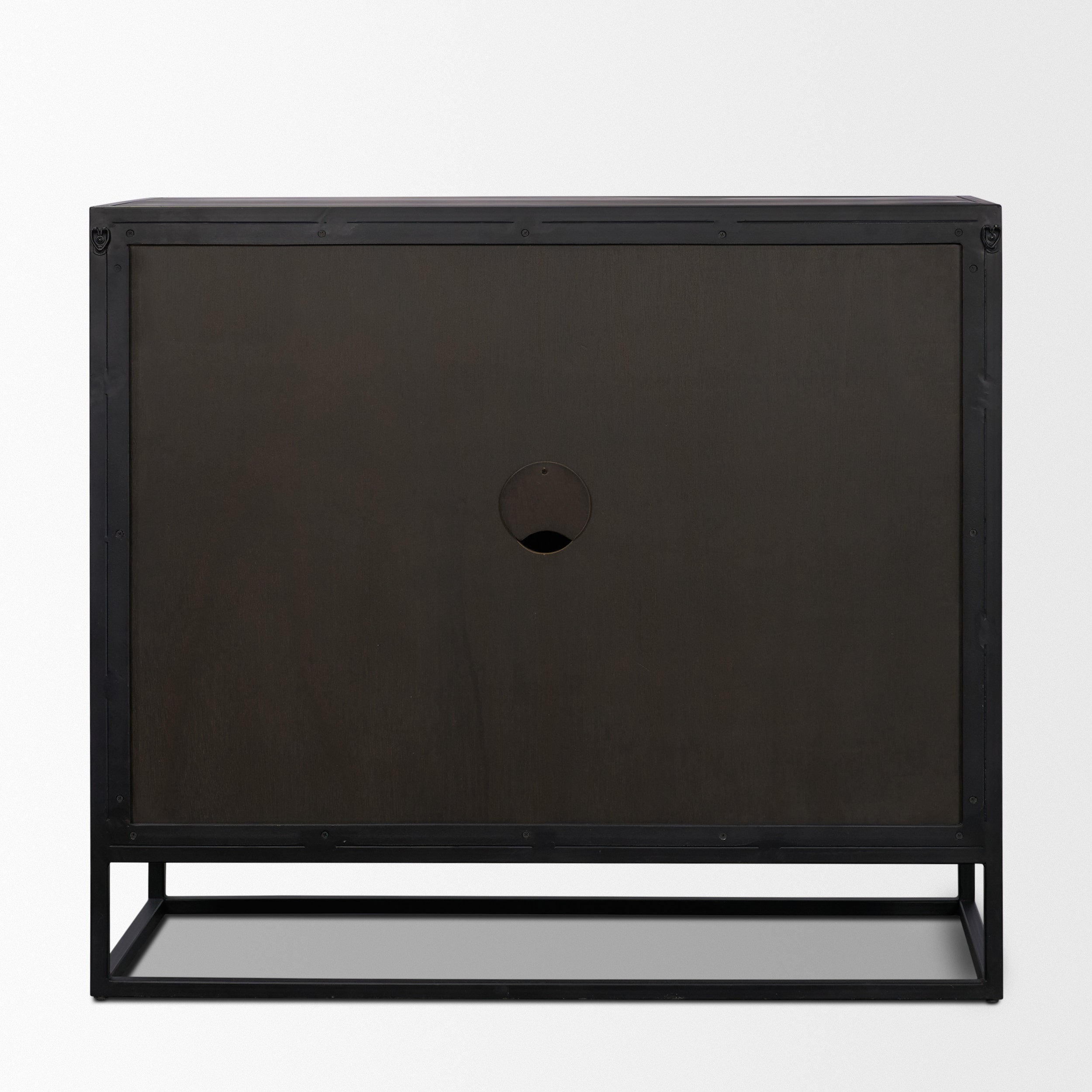 Sloan 40"W Light Brown with Black Metal Frame Accent Cabinet