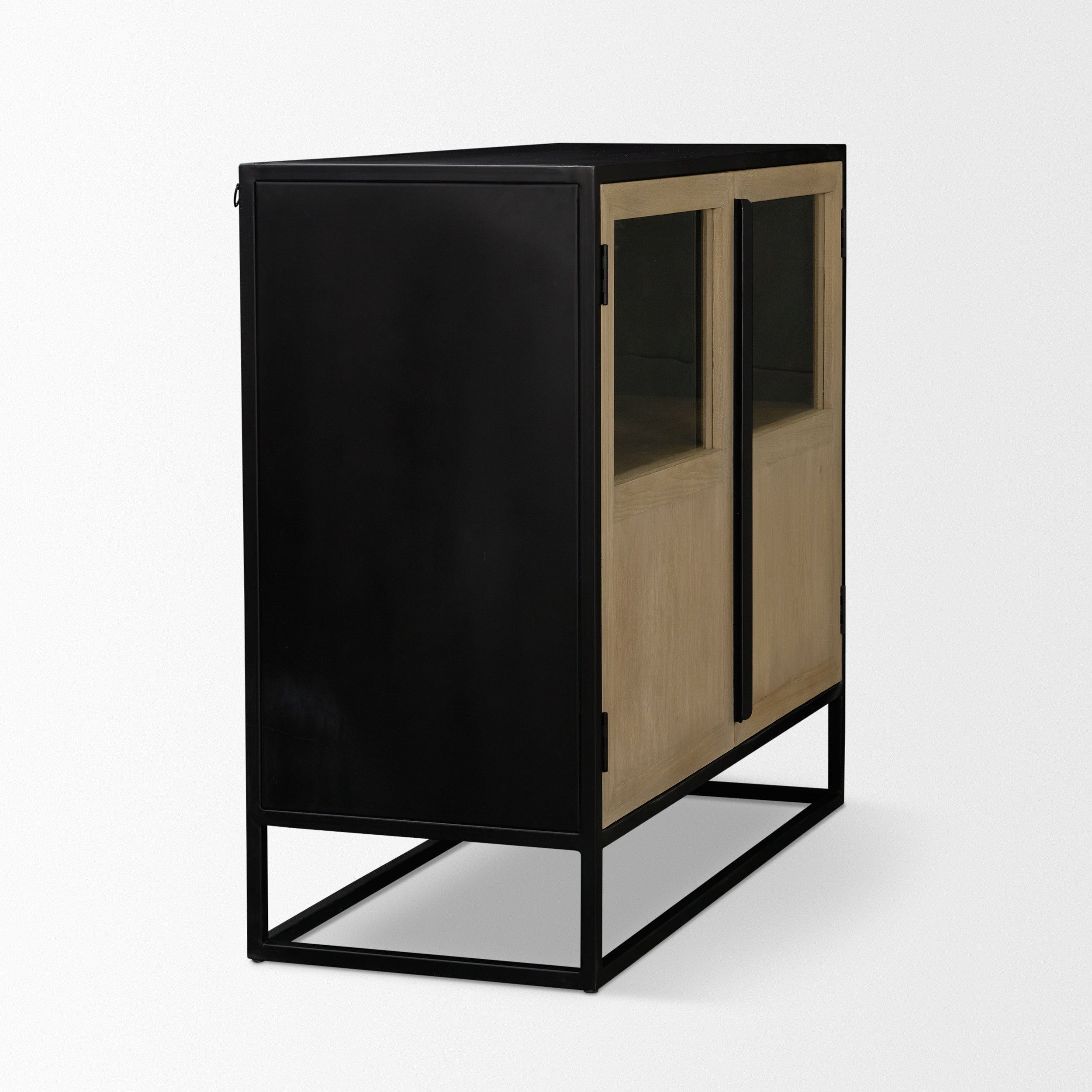 Sloan 40"W Light Brown with Black Metal Frame Accent Cabinet