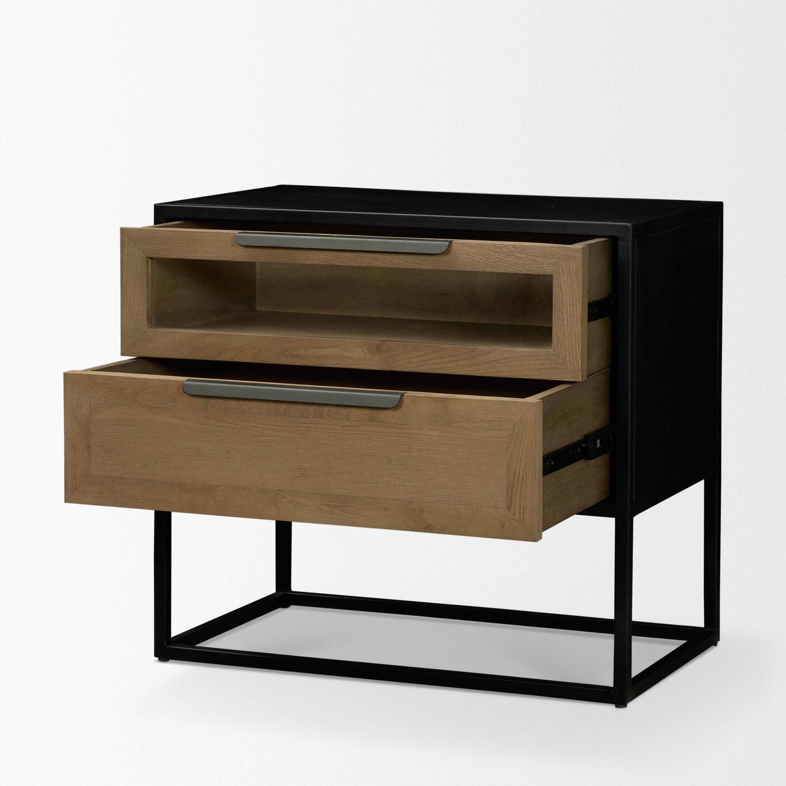 Sloan Light Brown with Black Metal Frame Side Table