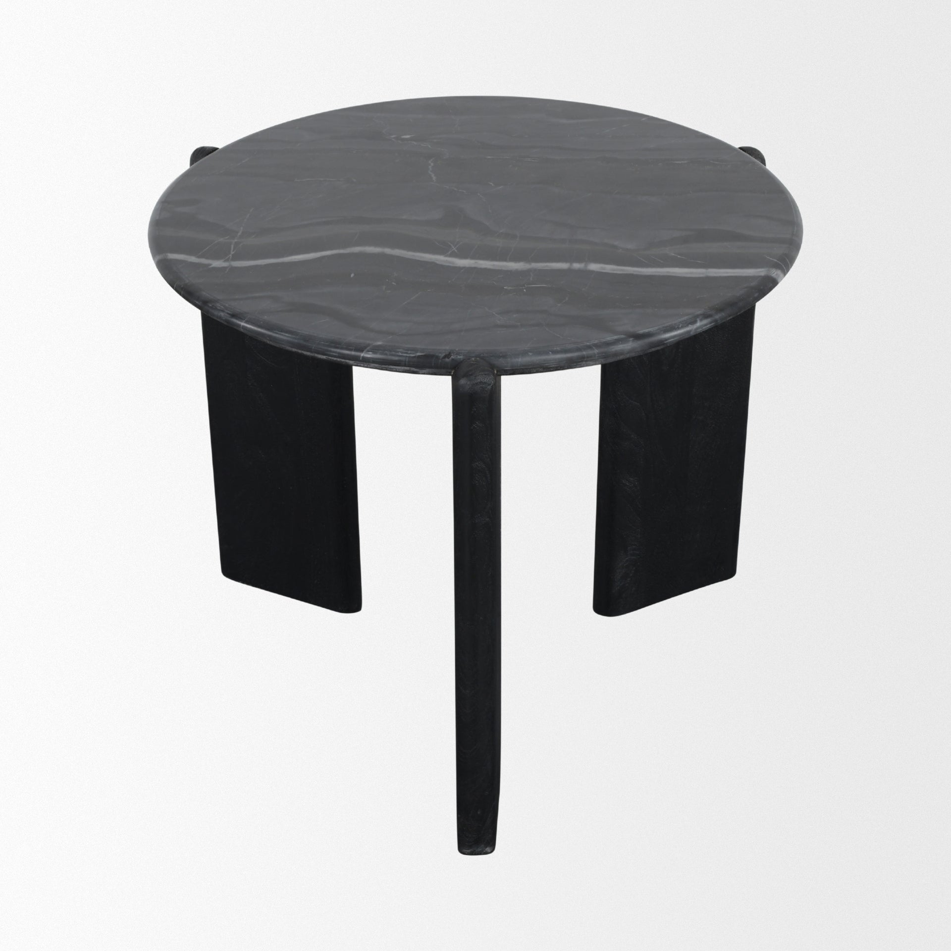 Rumer Black Wood with Black Marble Side Table