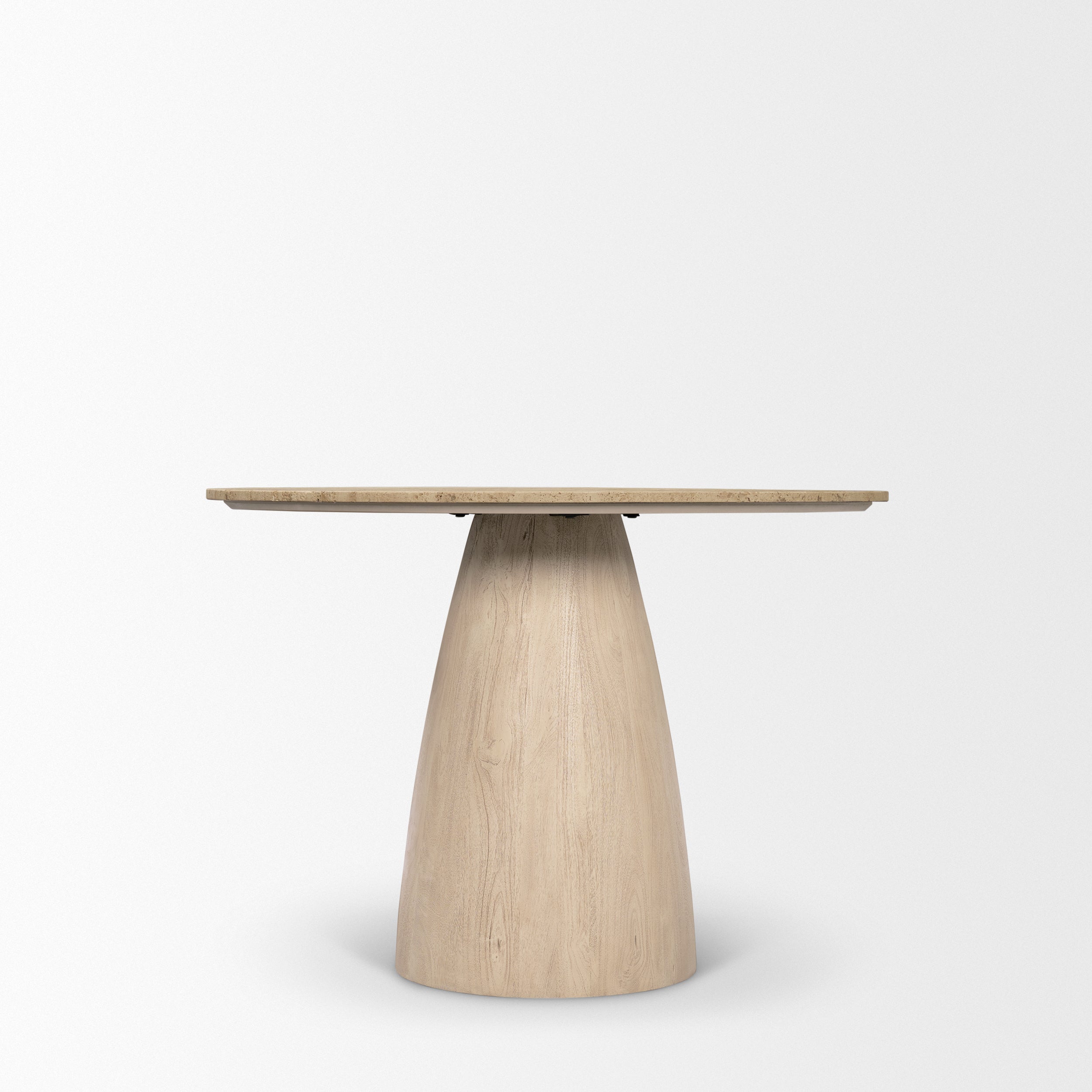 Allyson 42" Light Wood Base with Travertine Top Dining Table