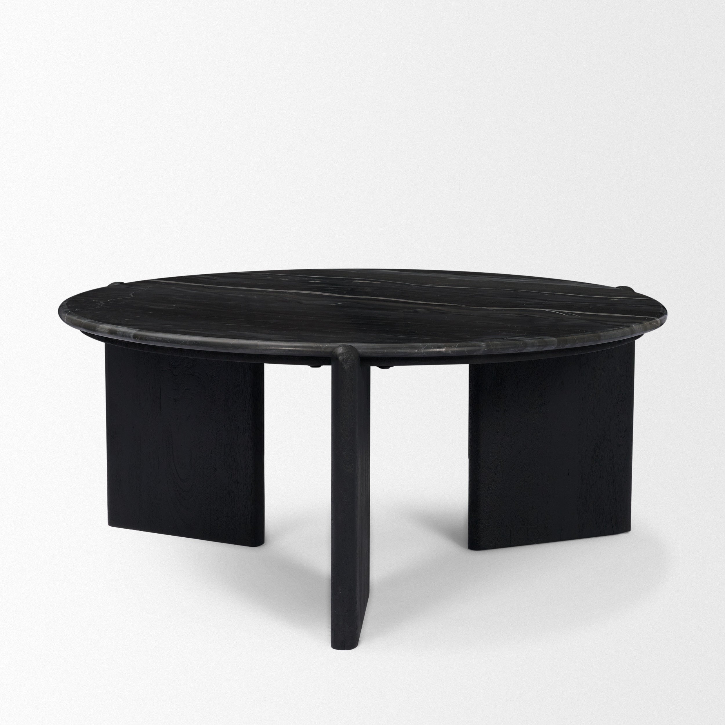 Rumer Black Wood with Black Marble Coffee Table