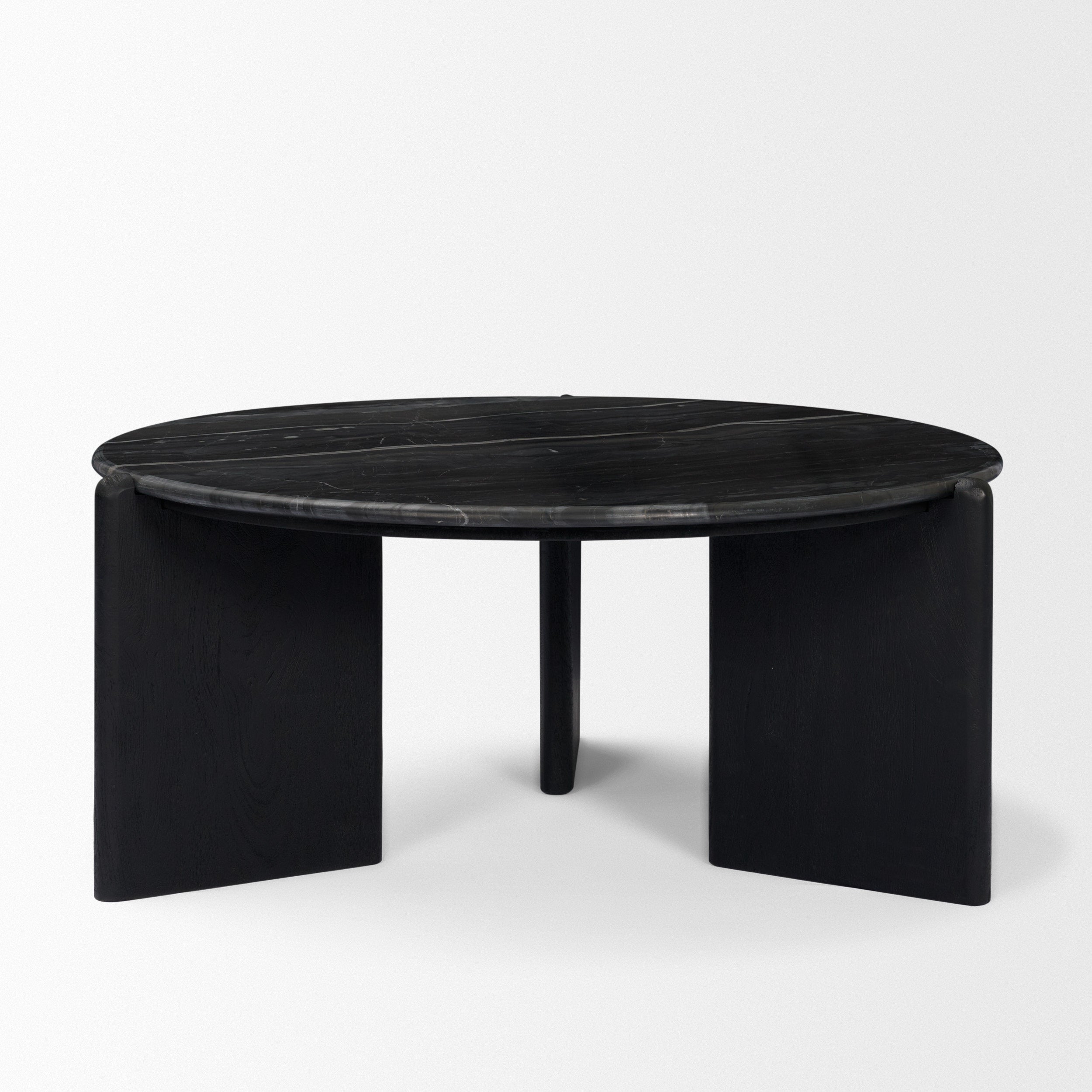 Rumer Black Wood with Black Marble Coffee Table