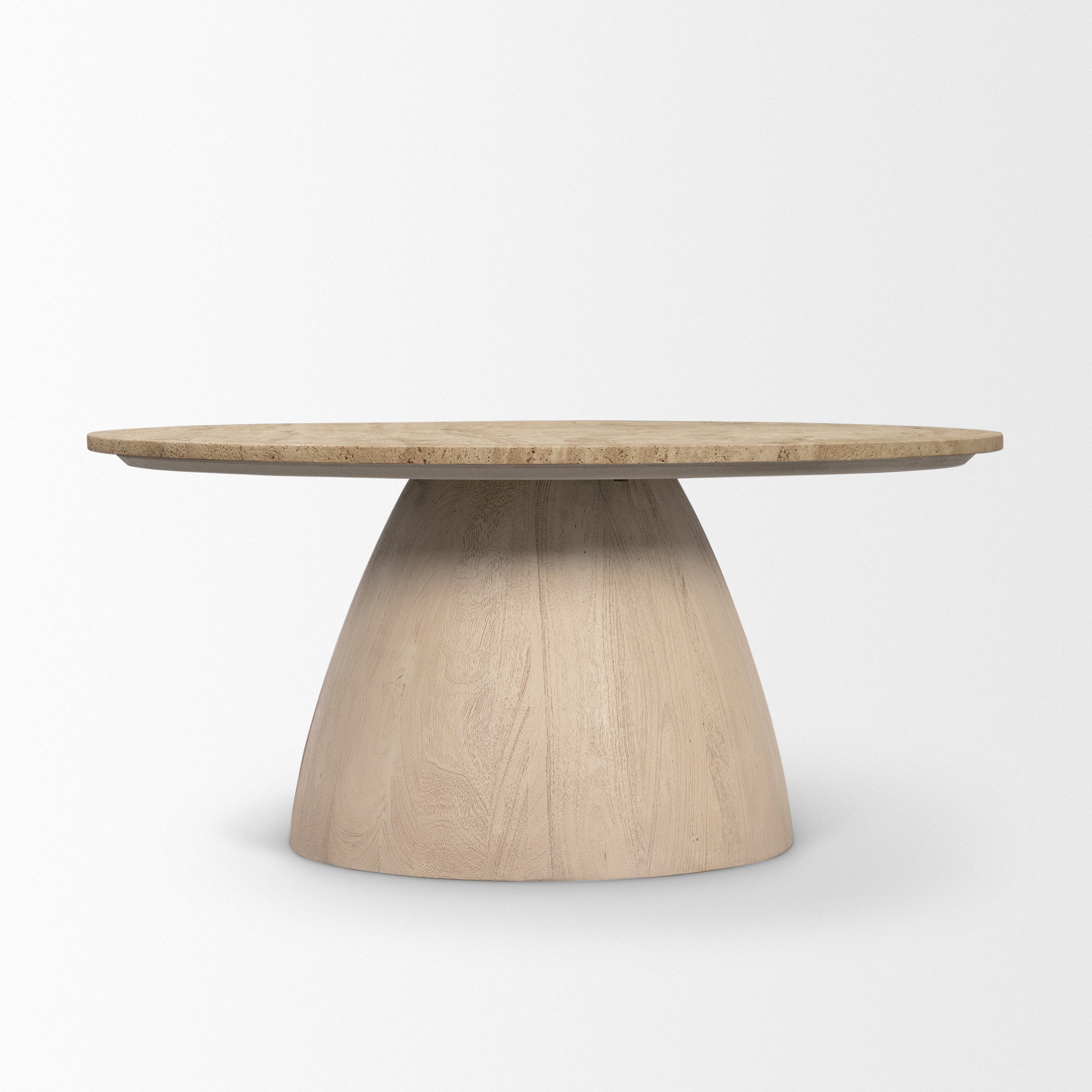 Allyson 36" Light Wood Base with Travertine Top Coffee Table