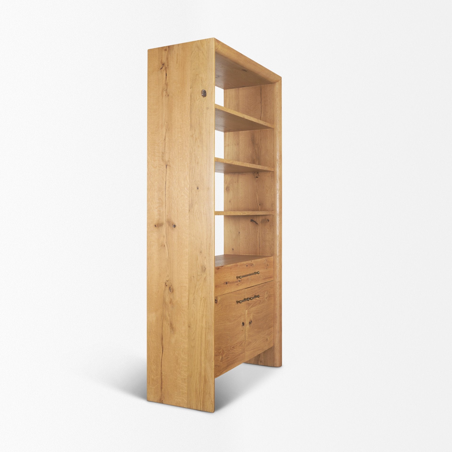 Belford 2-Door Open Oak Wood Shelving Unit
