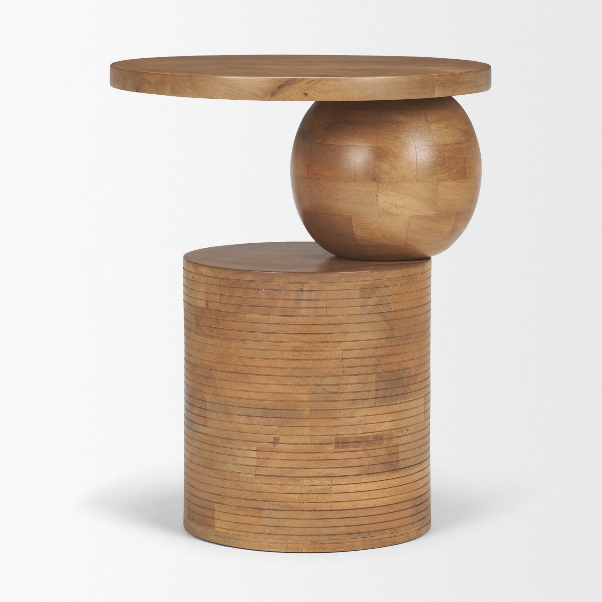 Stack Light Brown Wood Geometric Accent Table