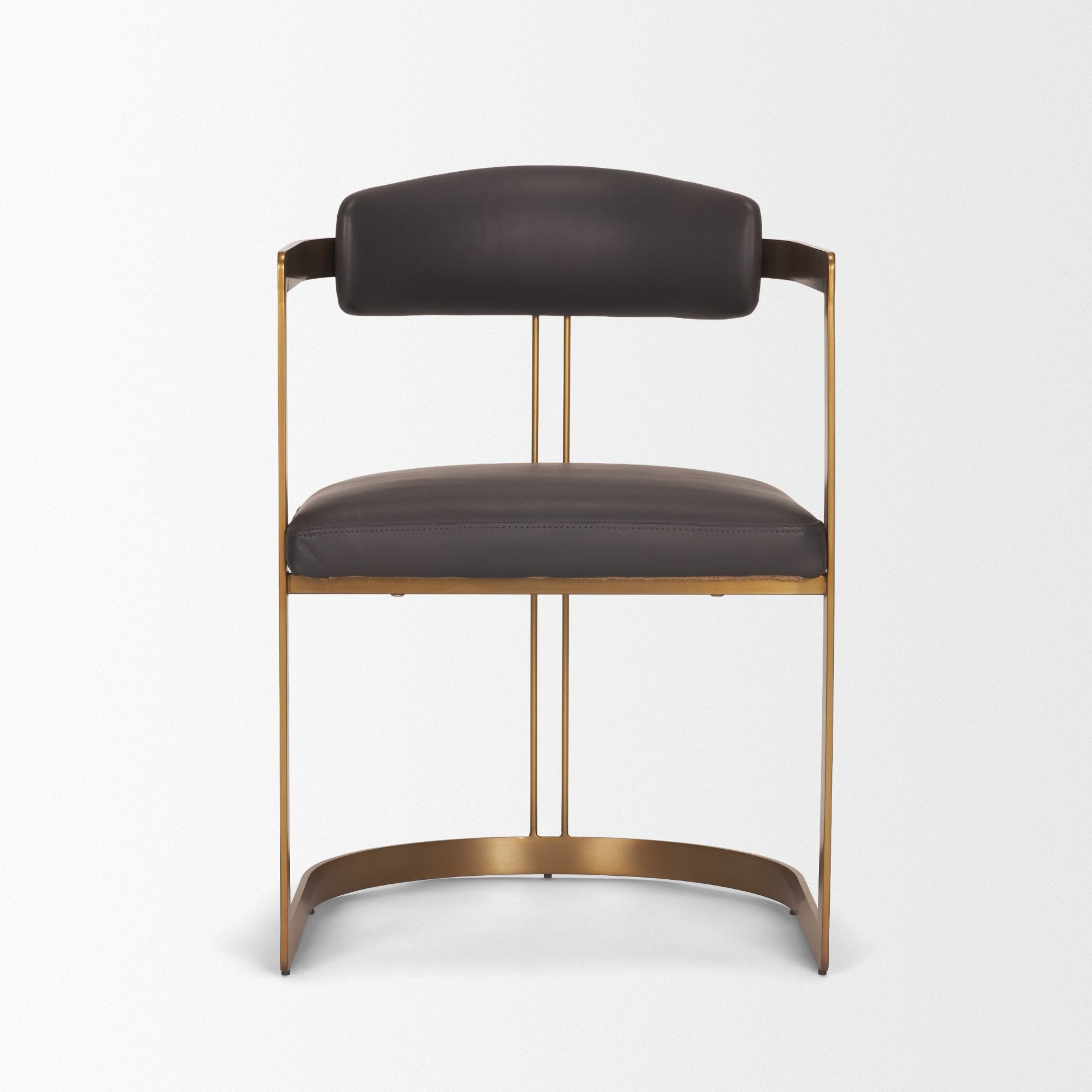 Hollyfield II Leather Seat Gold Iron Frame Dining Chair