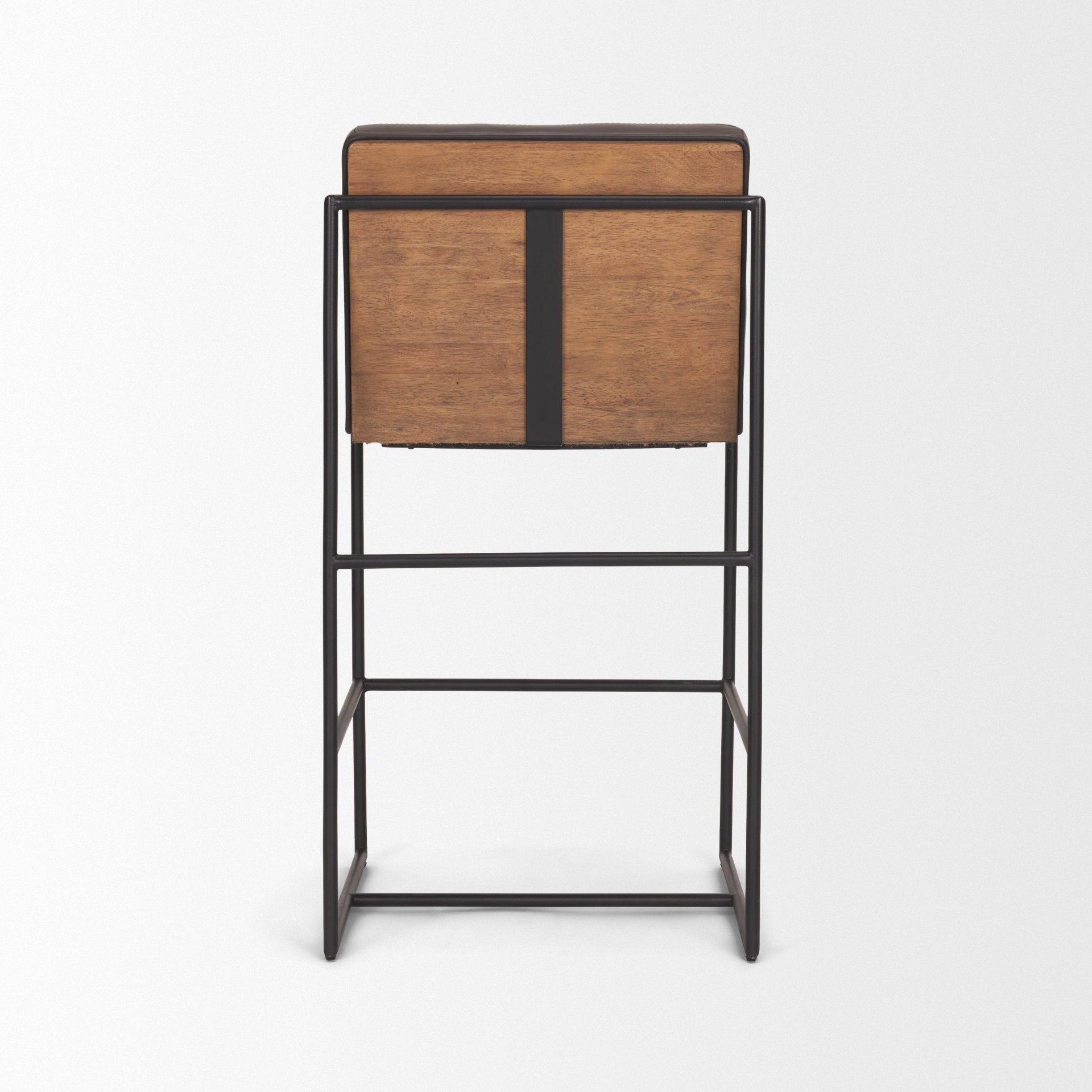 Stamford 36"H Leather Seat with Wood Back Metal Counter Stool