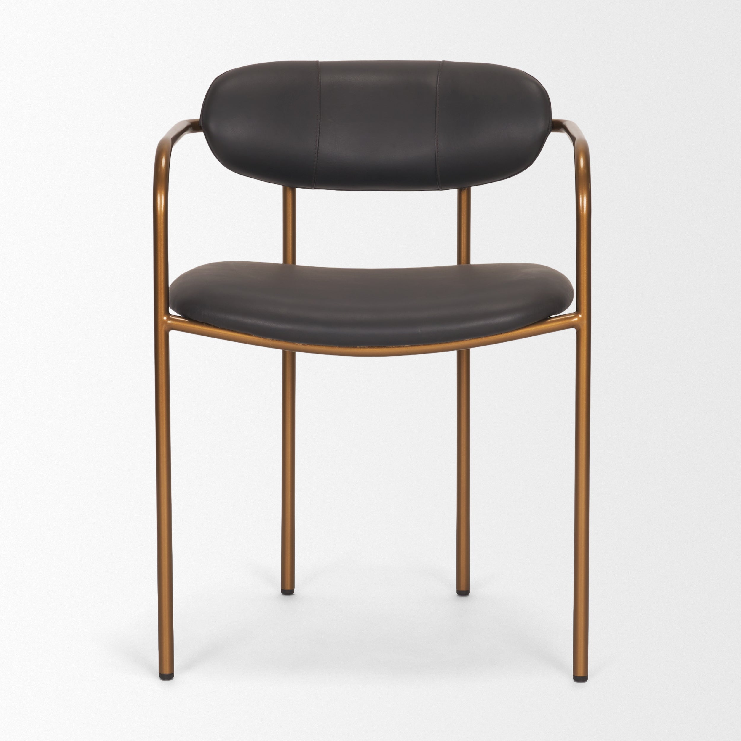 Parker Leather Seat Gold Metal Frame Dining Chair