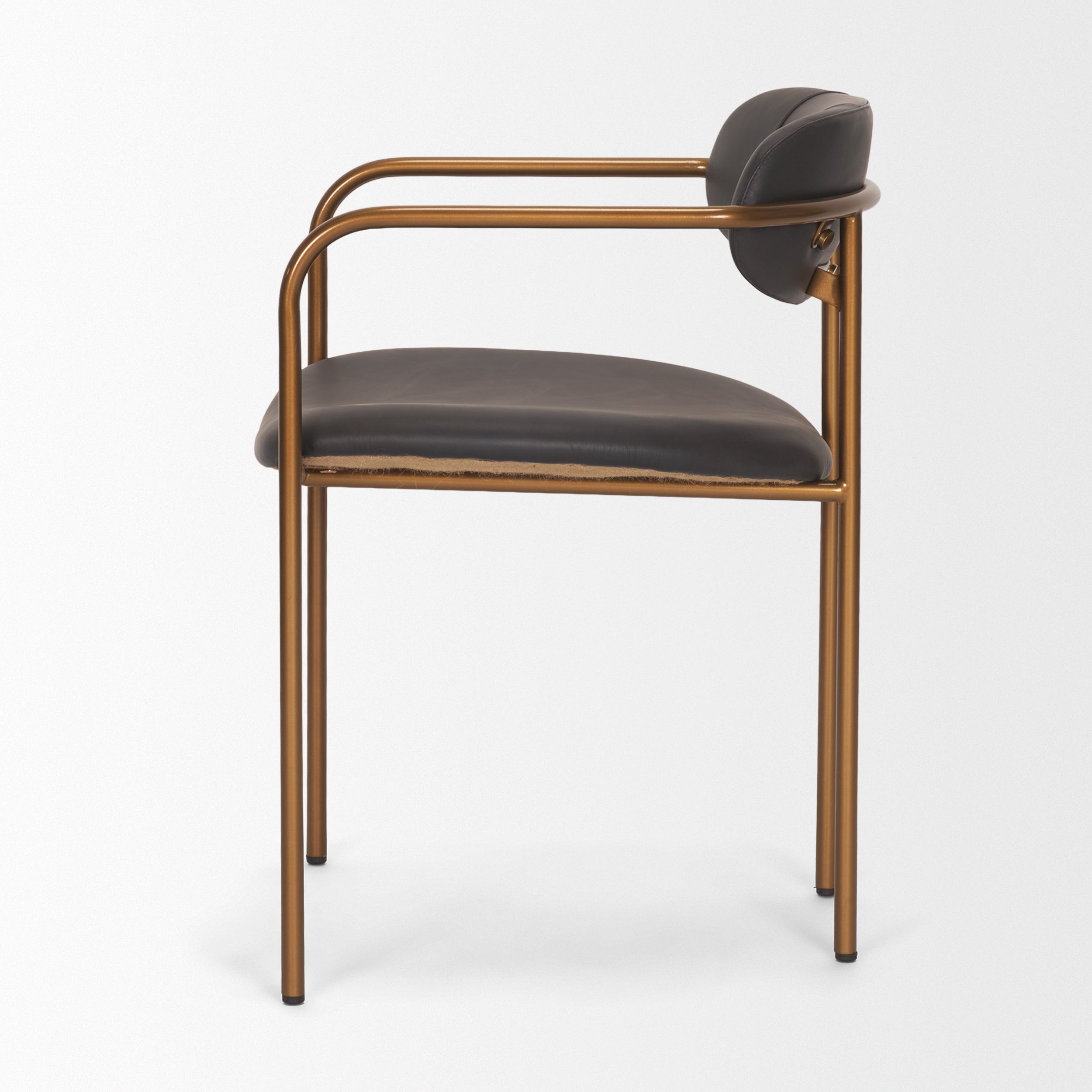 Parker Leather Seat Gold Metal Frame Dining Chair