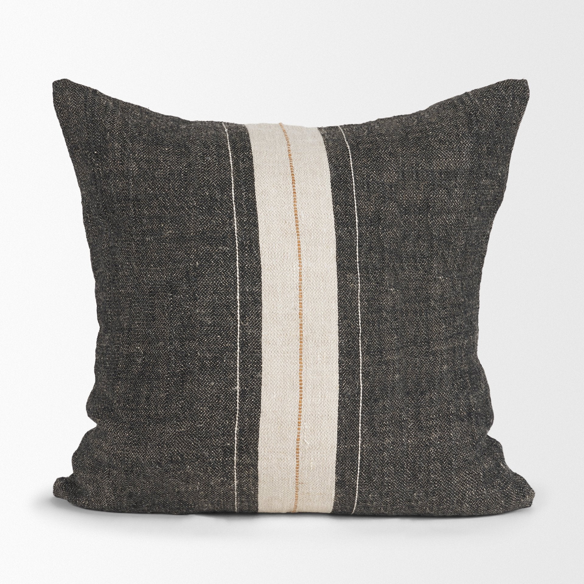 Cooper 20x20 Square Black with Cream Stripe Decorative Pillow Cover