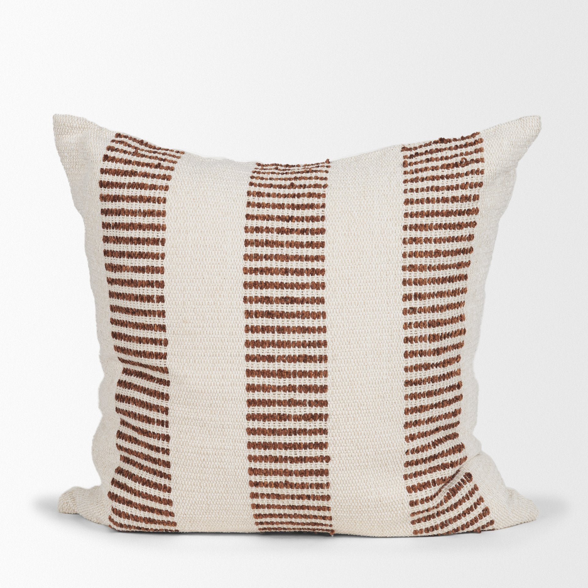 Levon Lumbar Plush Cream with Orange Dashed Stripes Decorative Pillow Cover