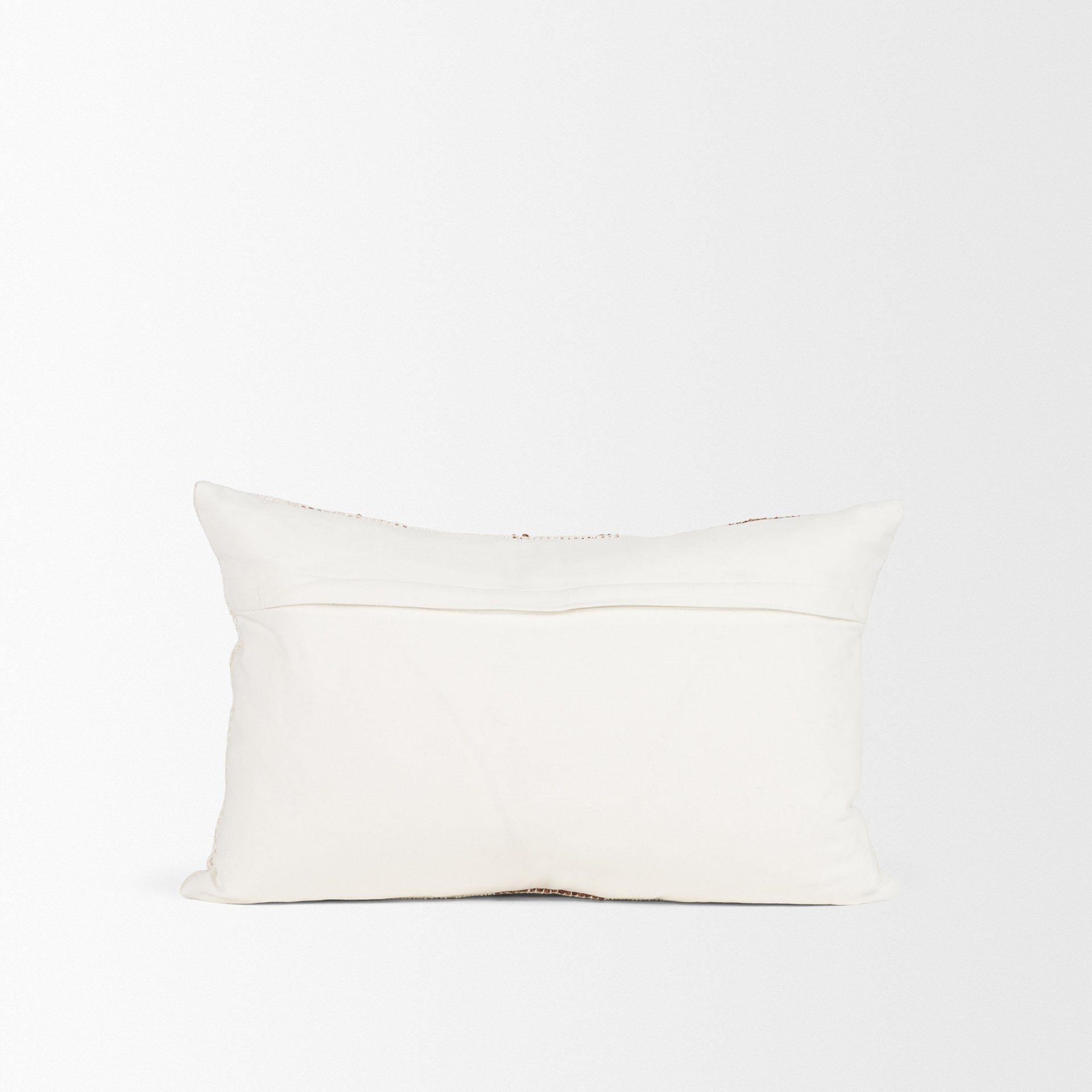 Levon Lumbar Plush Cream with Orange Dashed Stripes Decorative Pillow Cover
