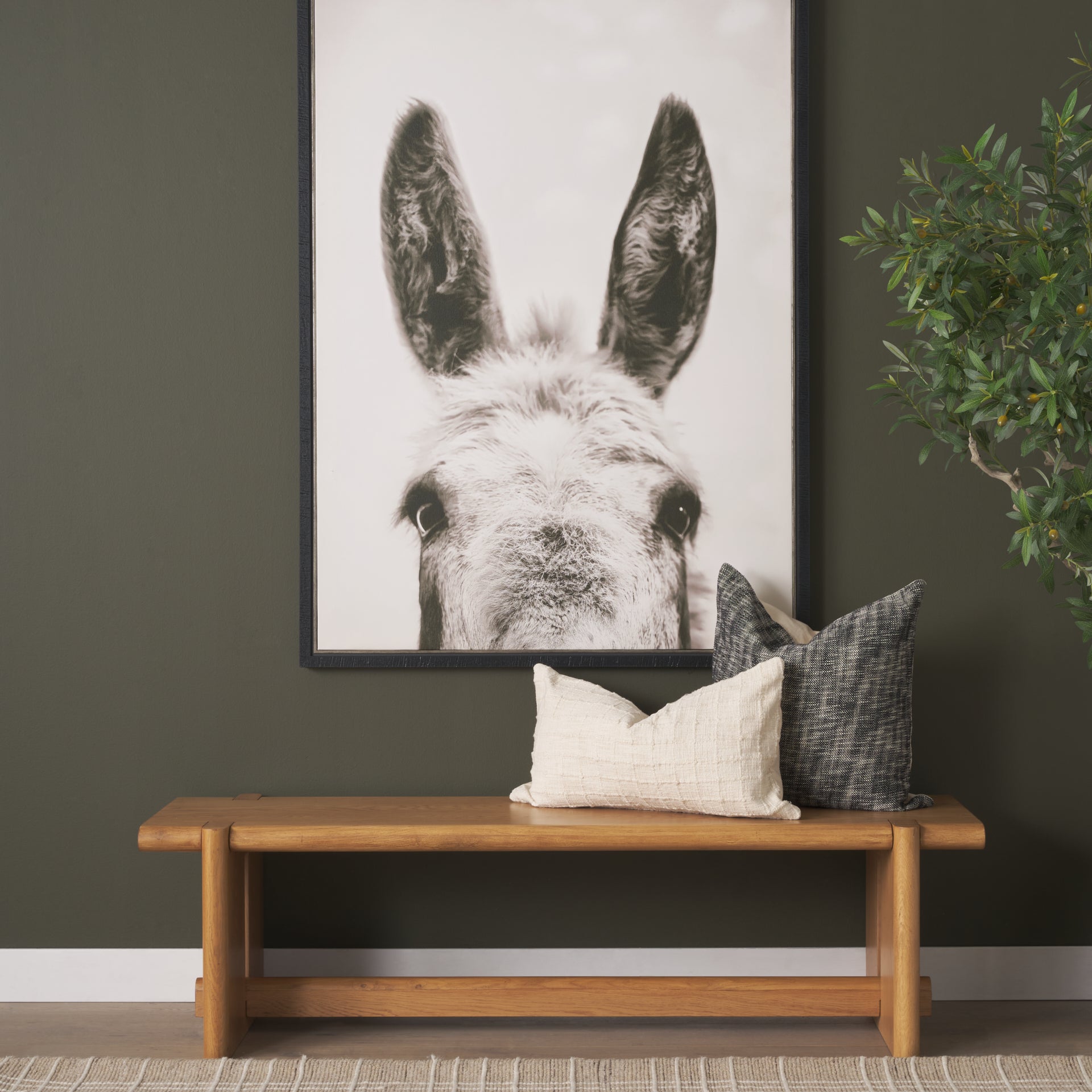 Rowan Light Brown Oak Wood Bench