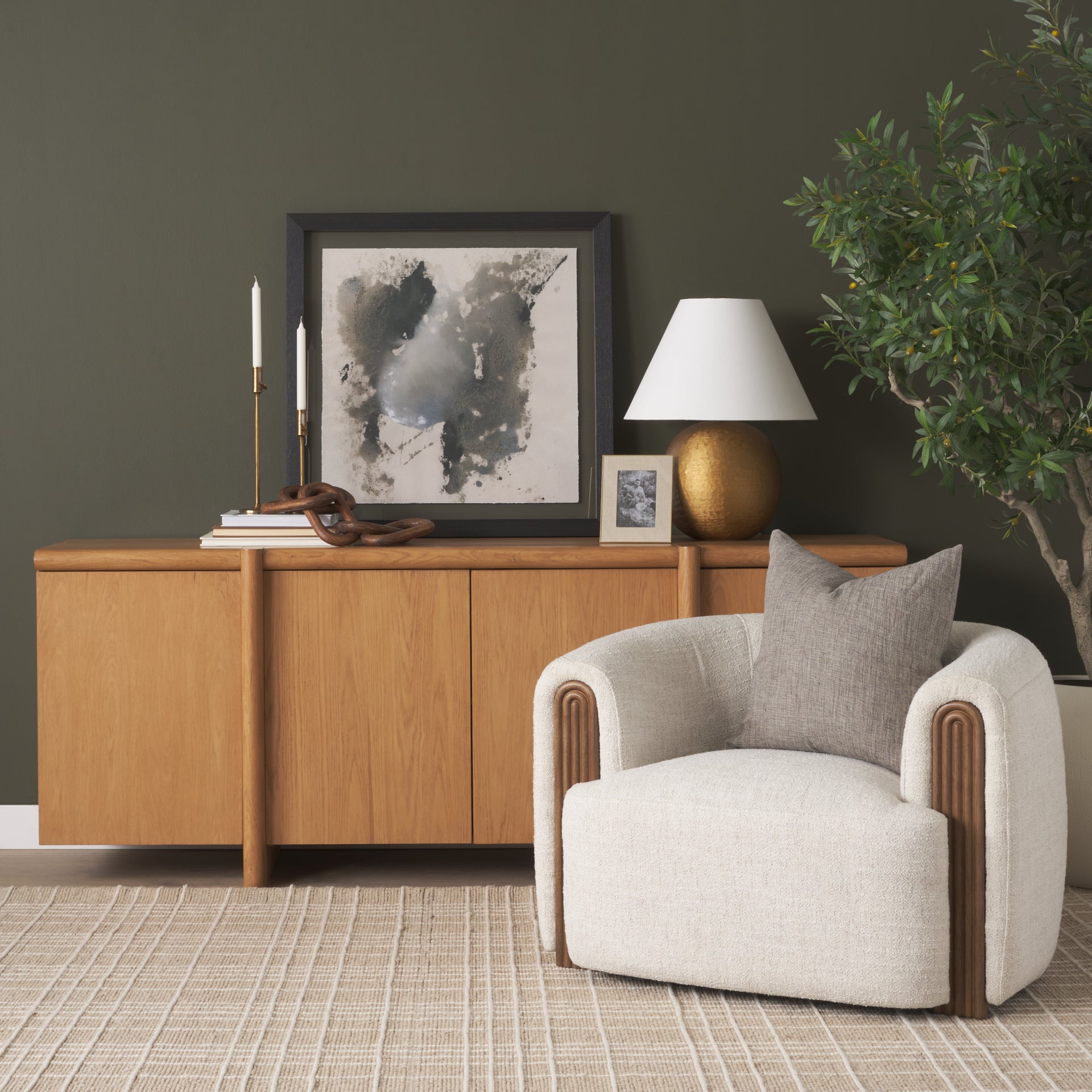 Rowan Oak Wood Closed 4 Door Sideboard