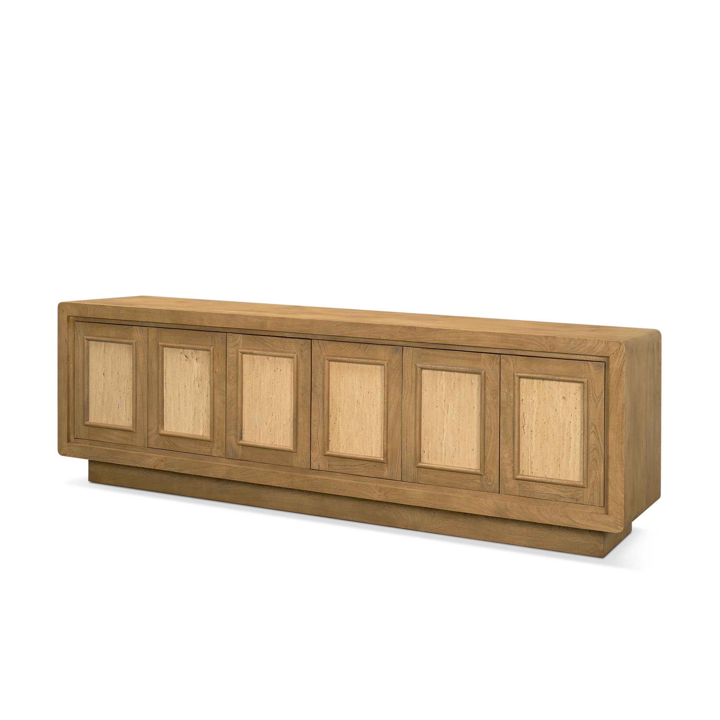 Valterra Light Brown Wood with Travertine 6 Door Media Console