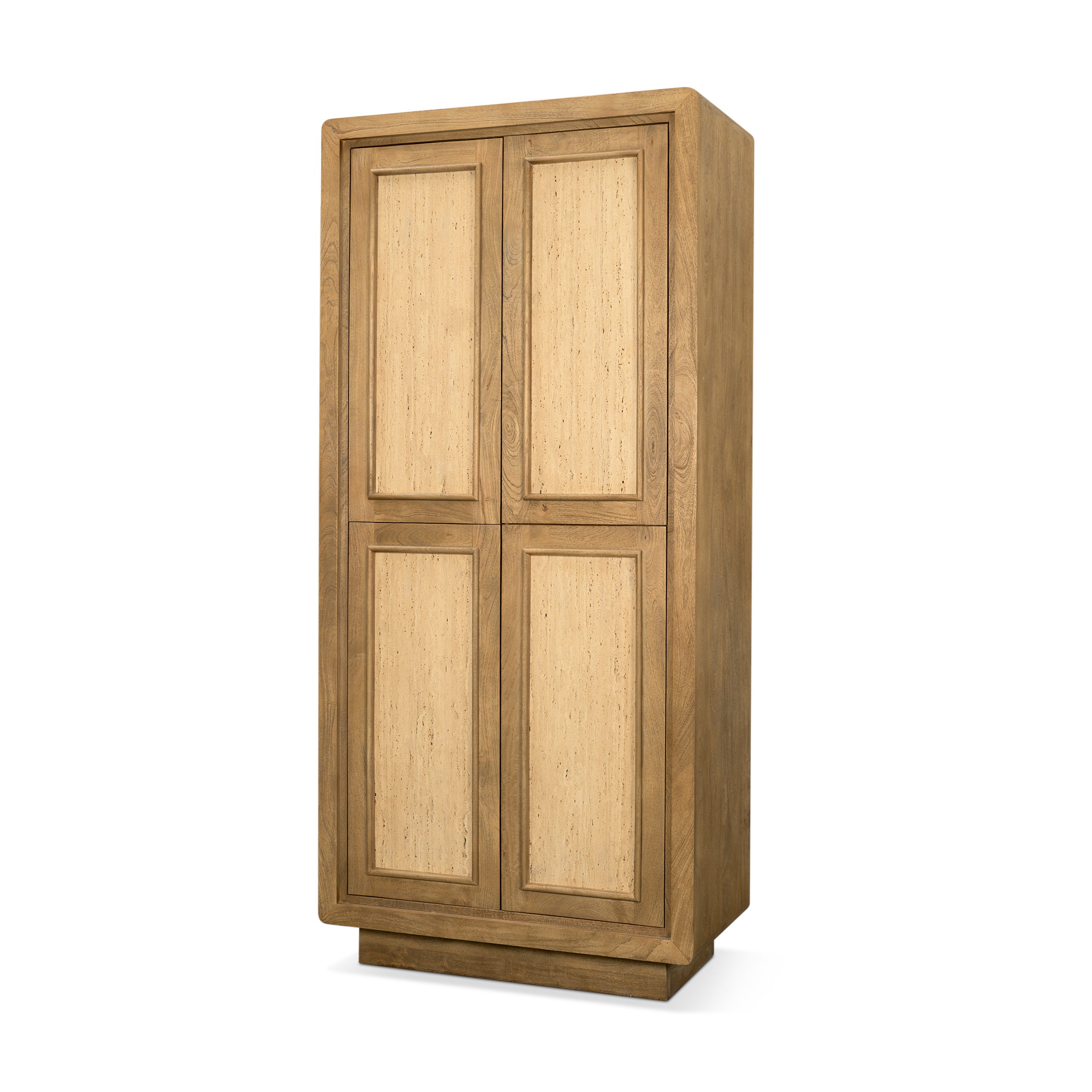 Valterra Light Brown Wood with Travertine 4 Door Tall Cabinet