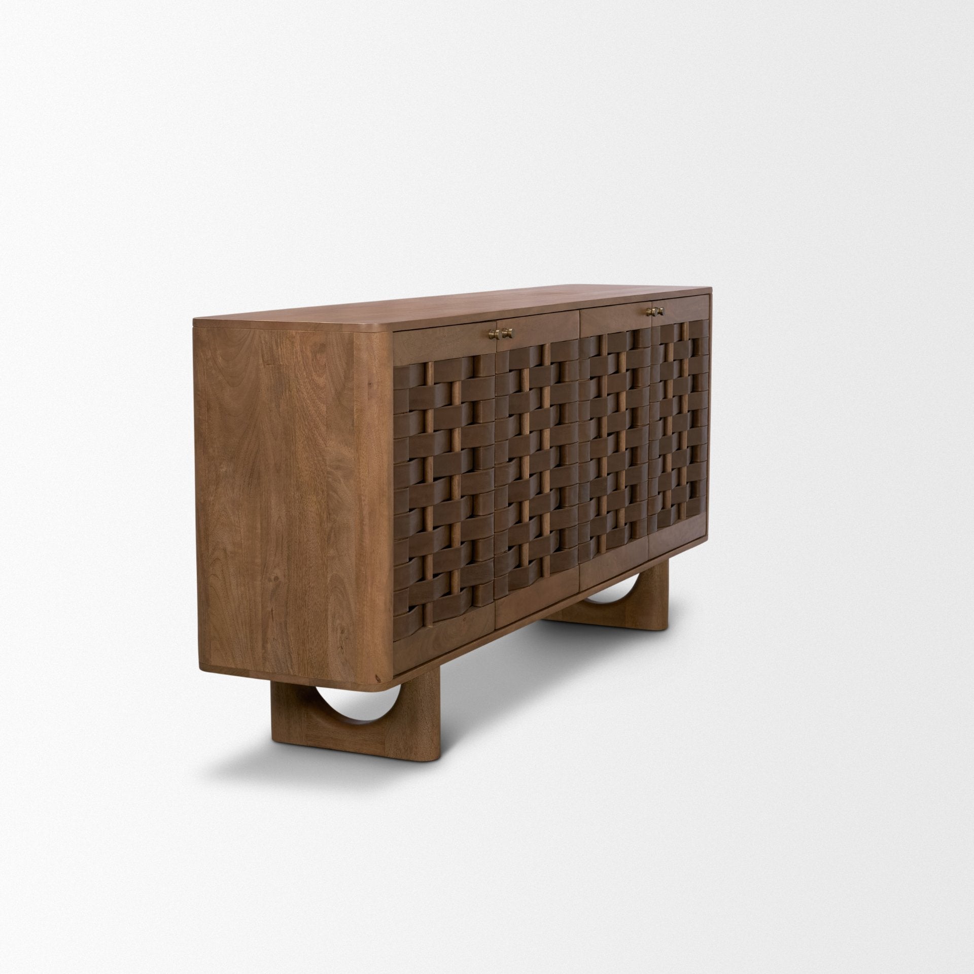 Wexlan Solid Wood with Leather Weave 4 Door Closed Sideboard
