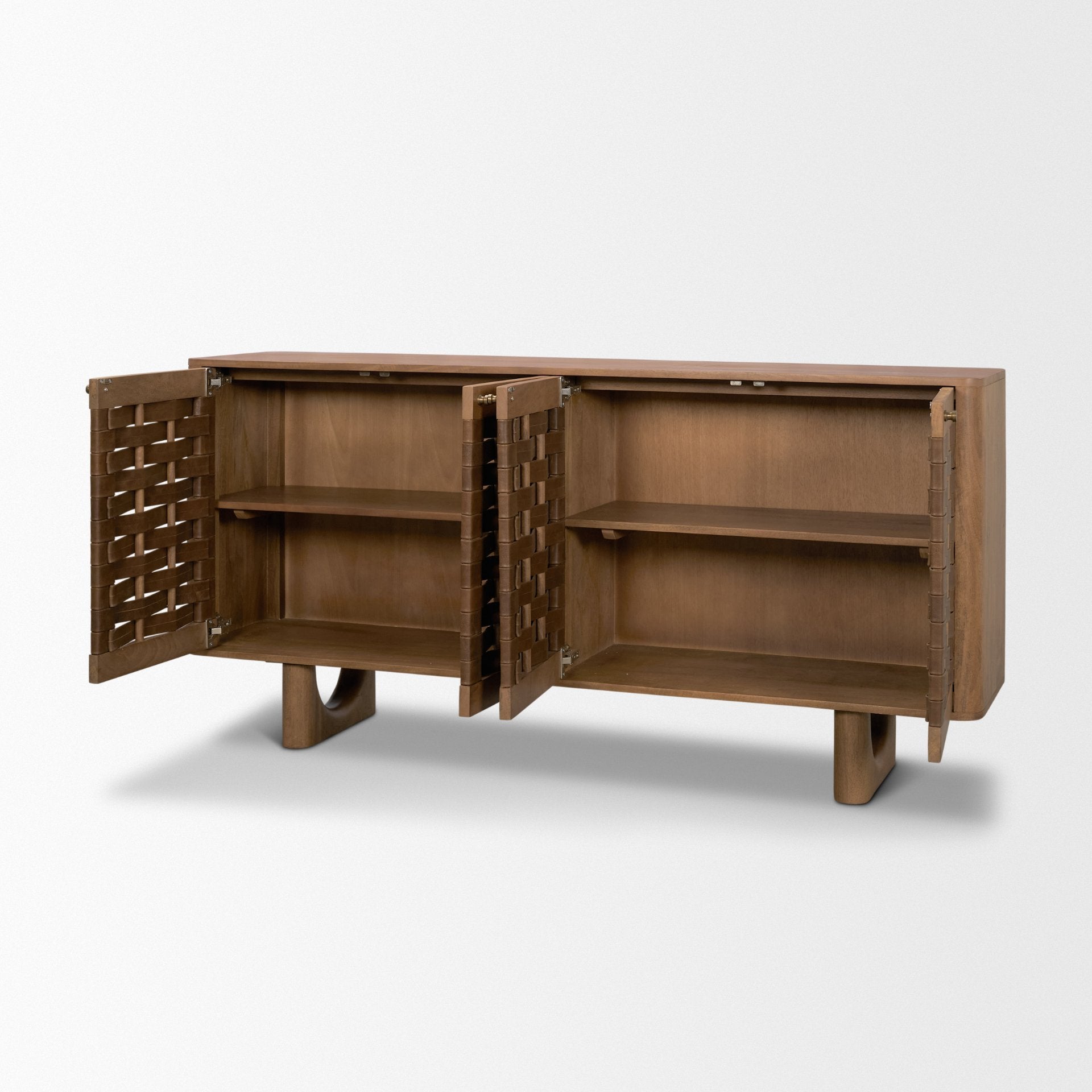 Wexlan Solid Wood with Leather Weave 4 Door Closed Sideboard