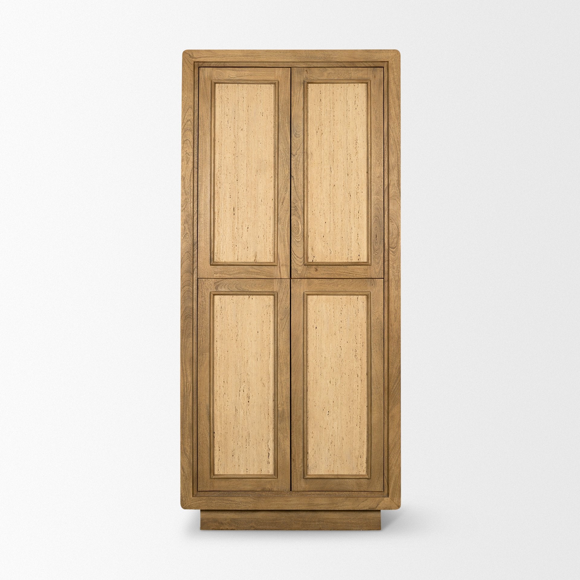 Valterra Light Brown Wood with Travertine 4 Door Tall Cabinet