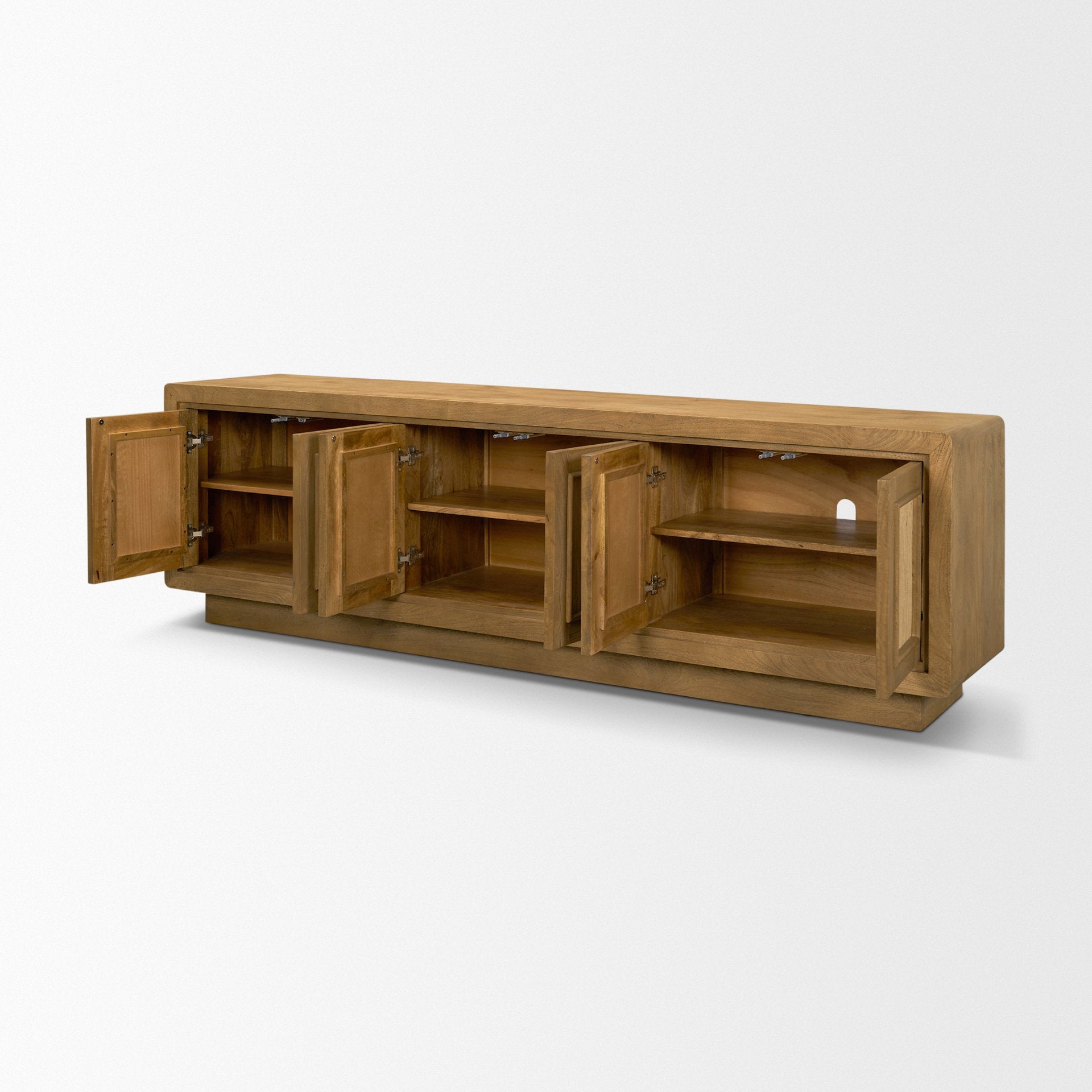 Valterra Light Brown Wood with Travertine 6 Door Media Console