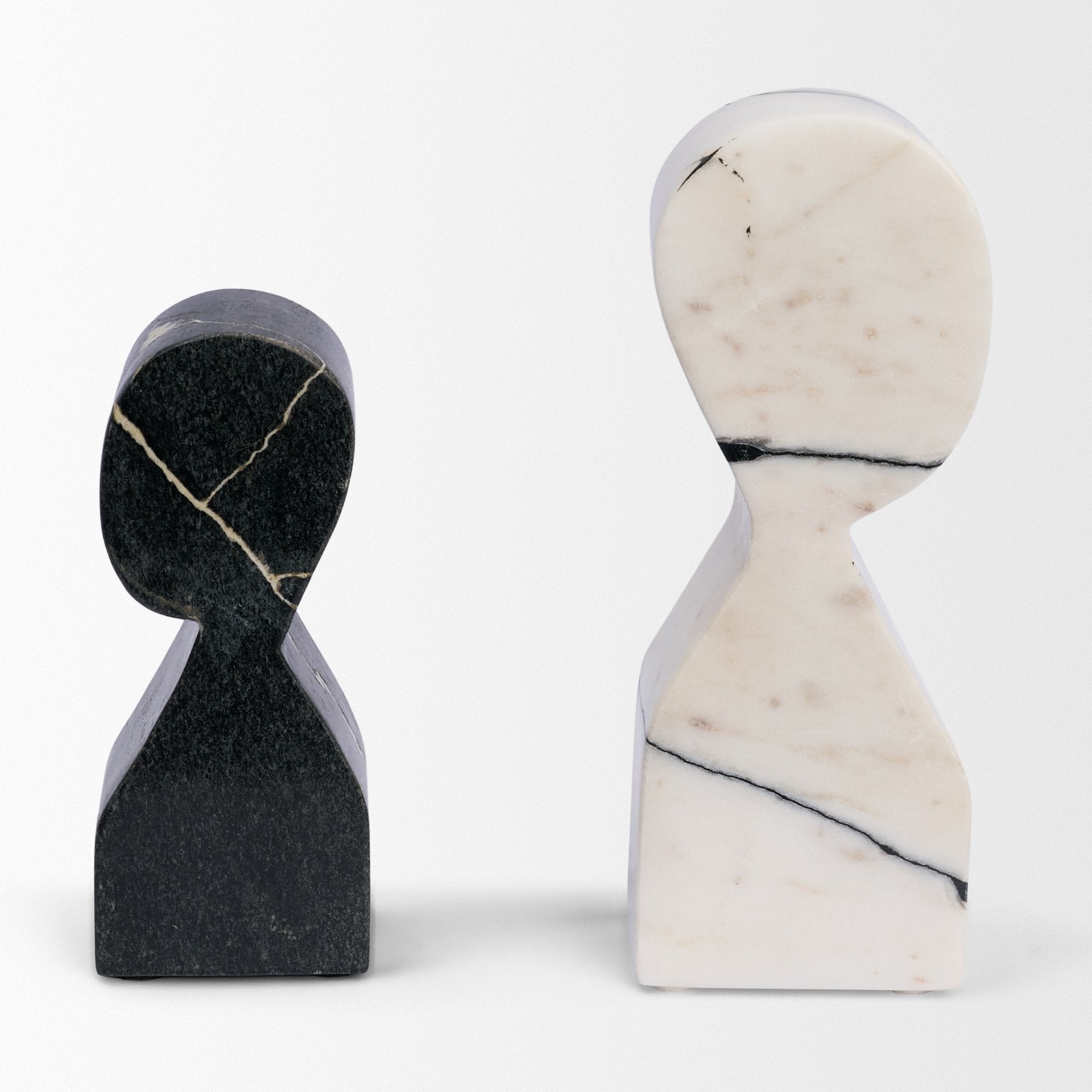 Shadow White & Black Marble Bookends